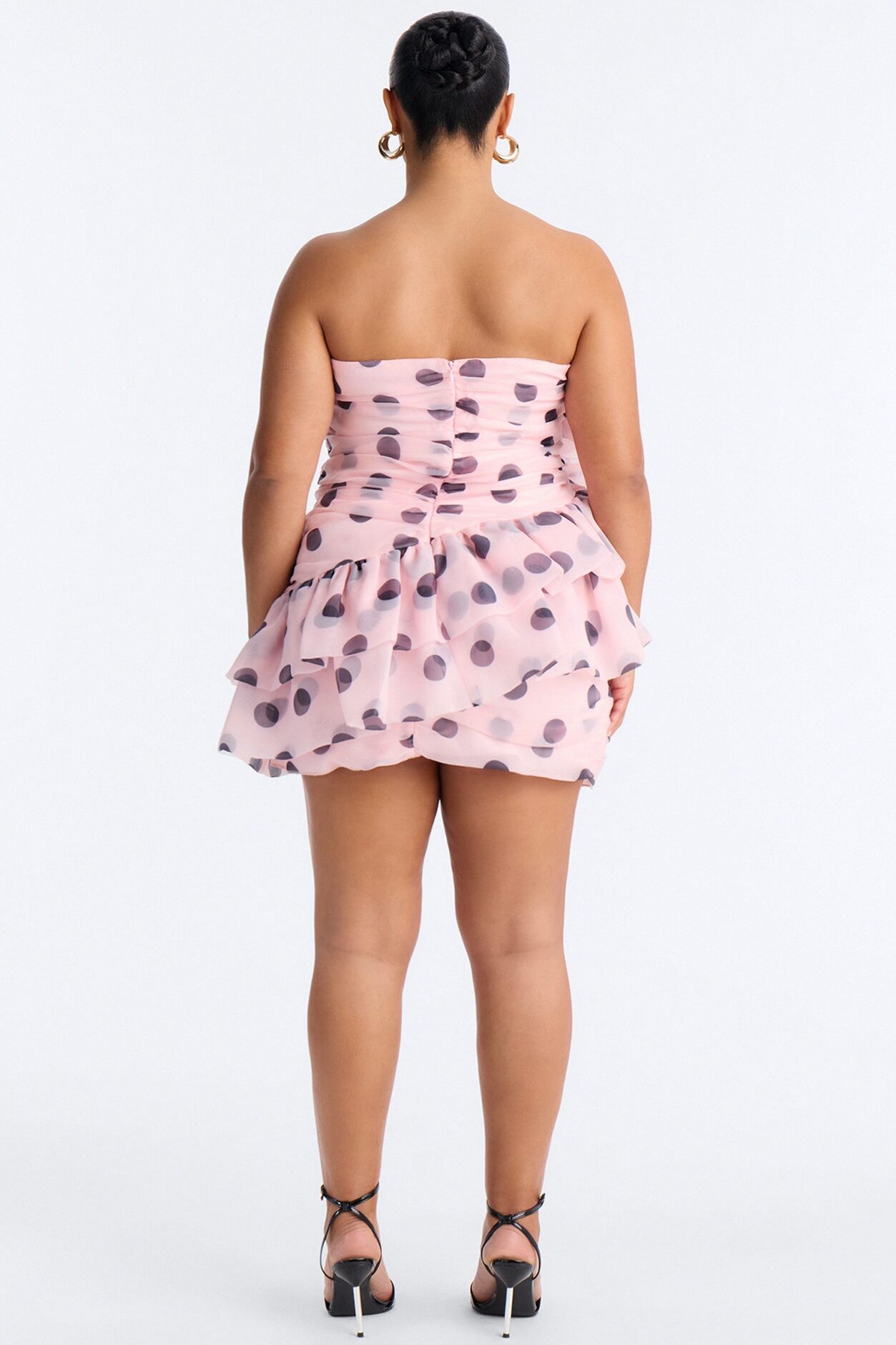 Pretty In Polka Dot Strapless Mini Dress - Pink/combo