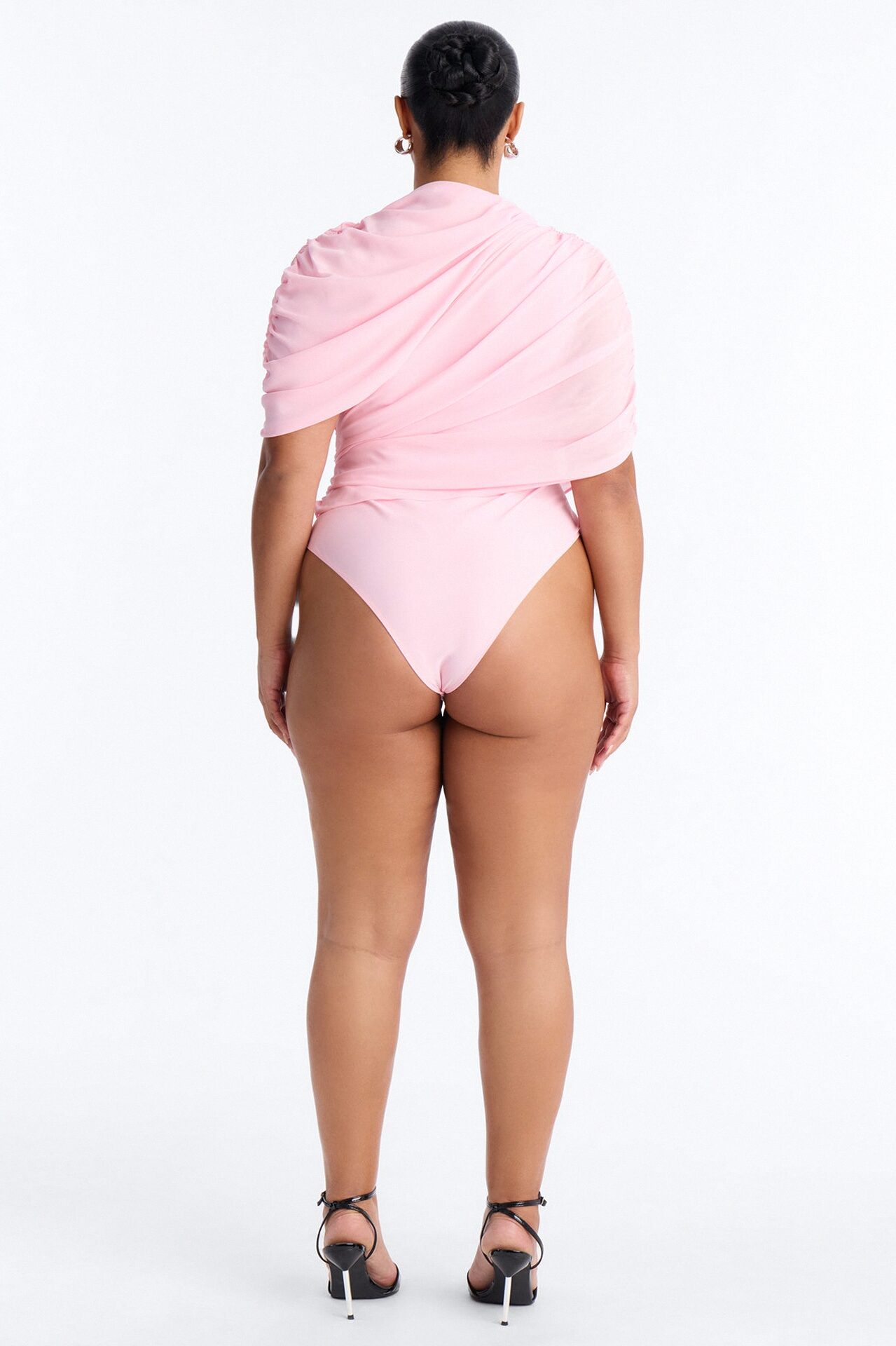 Everyday Confidence Draped Chiffon Bodysuit - Pink