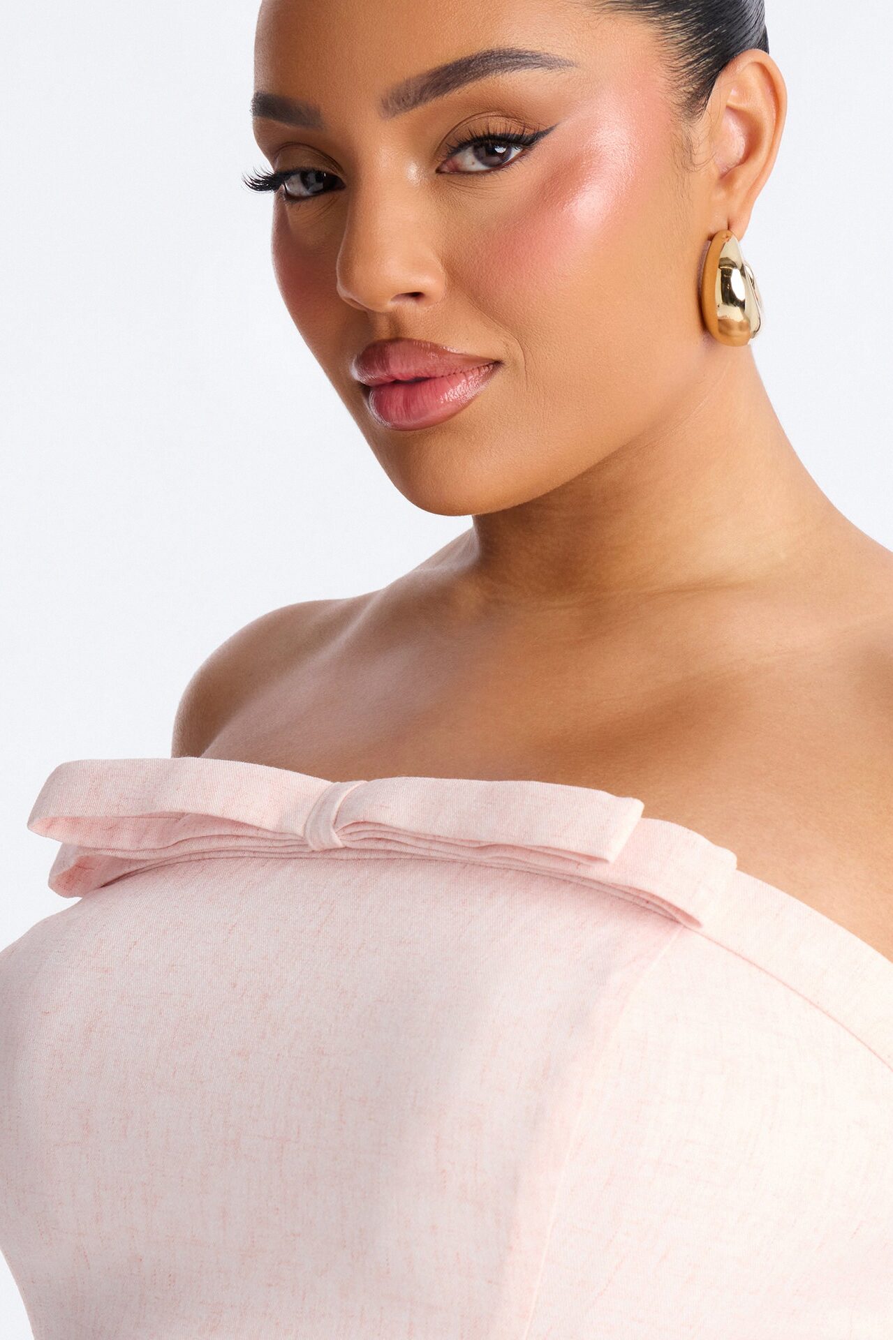 Linen Bloom Mini Dress - Light Pink
