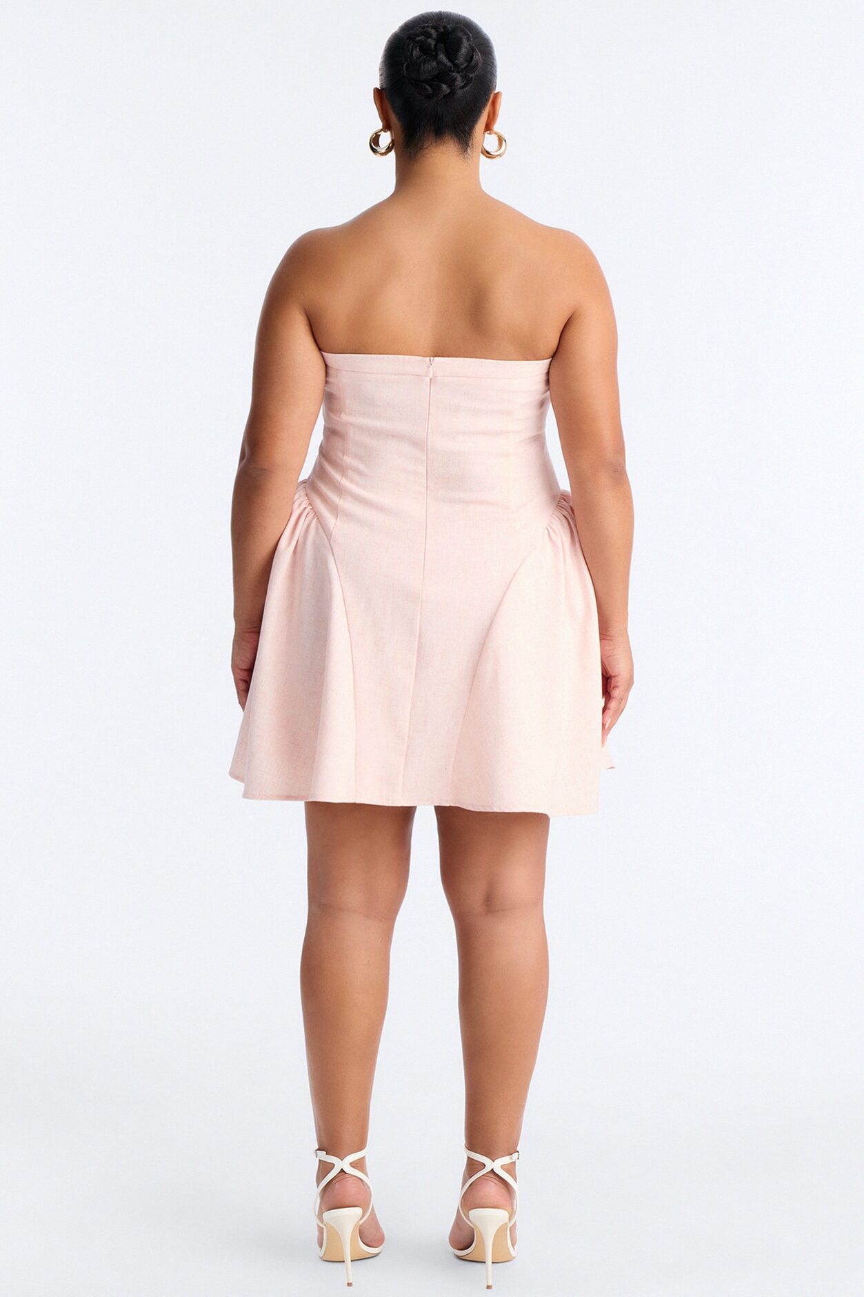 Linen Bloom Mini Dress - Light Pink