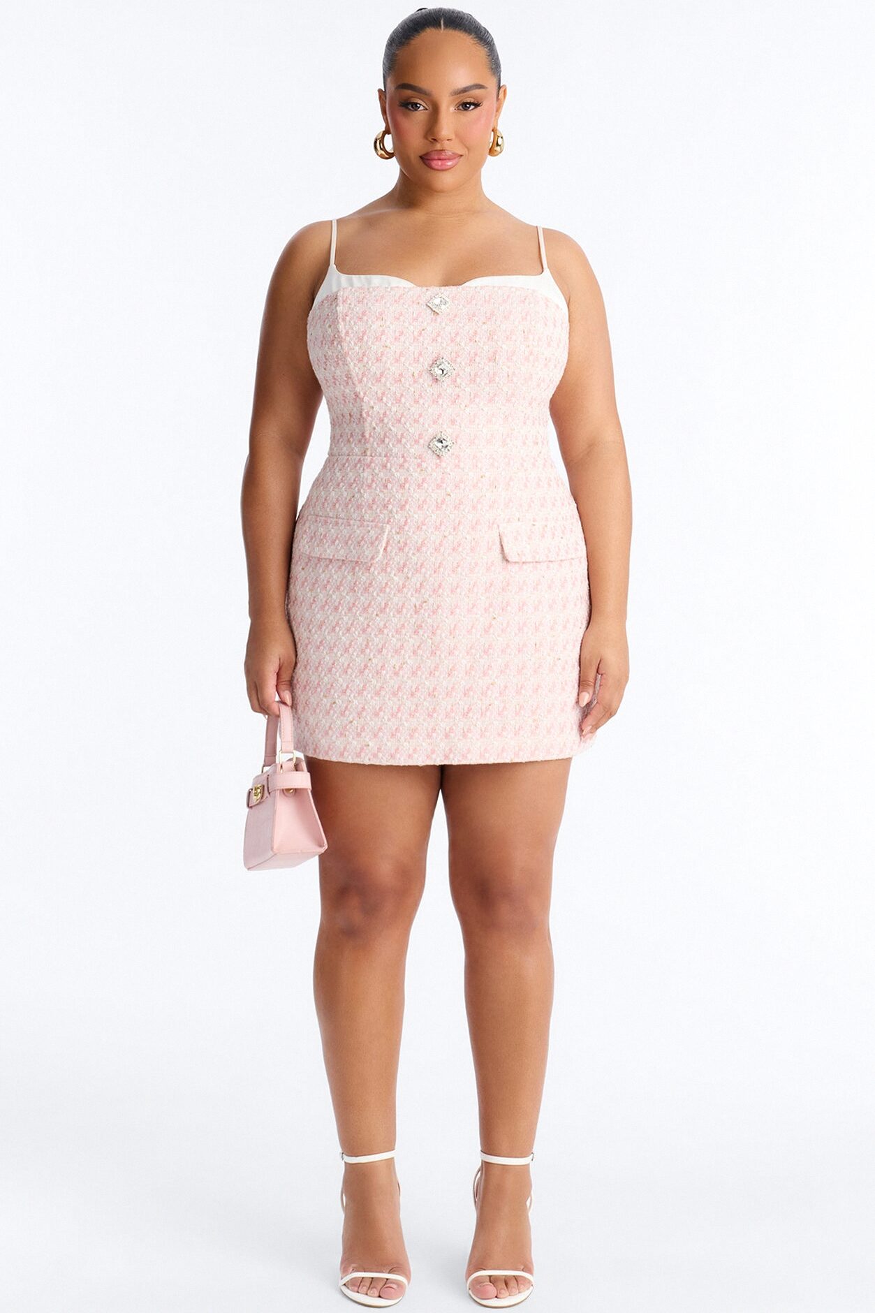 Tweed Romance Mini Dress - Pink/combo