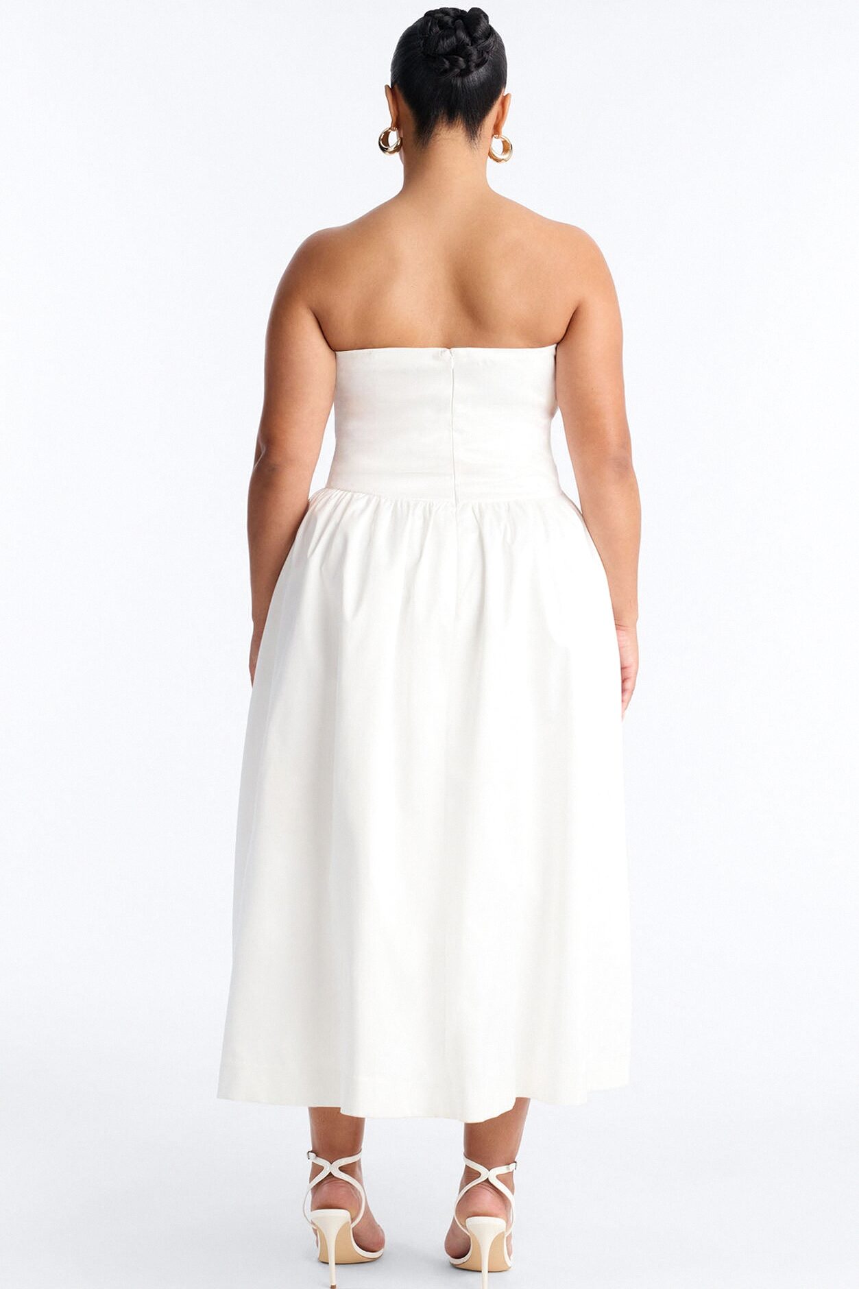 Darling Bow Satin Midi Dress - Off White