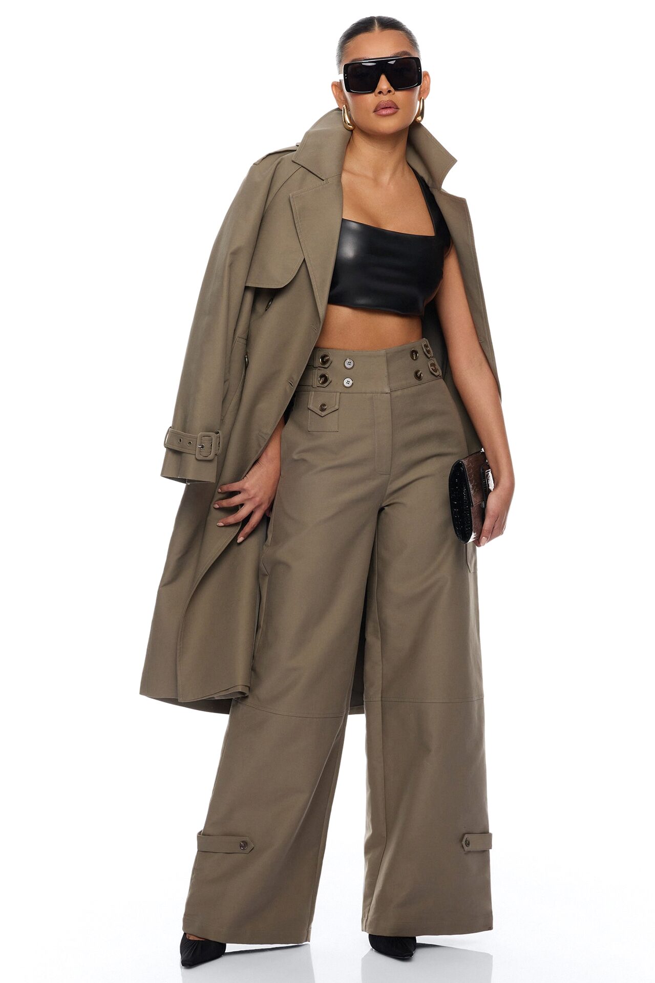 Marcella Cargo Wide Leg Pant - Olive