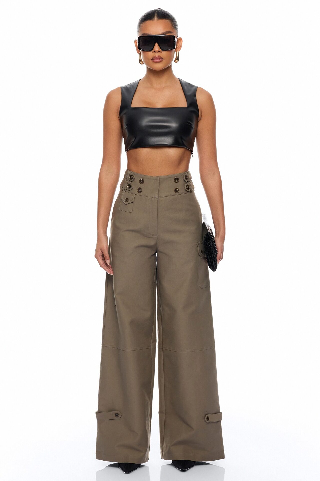 Marcella Cargo Wide Leg Pant - Olive