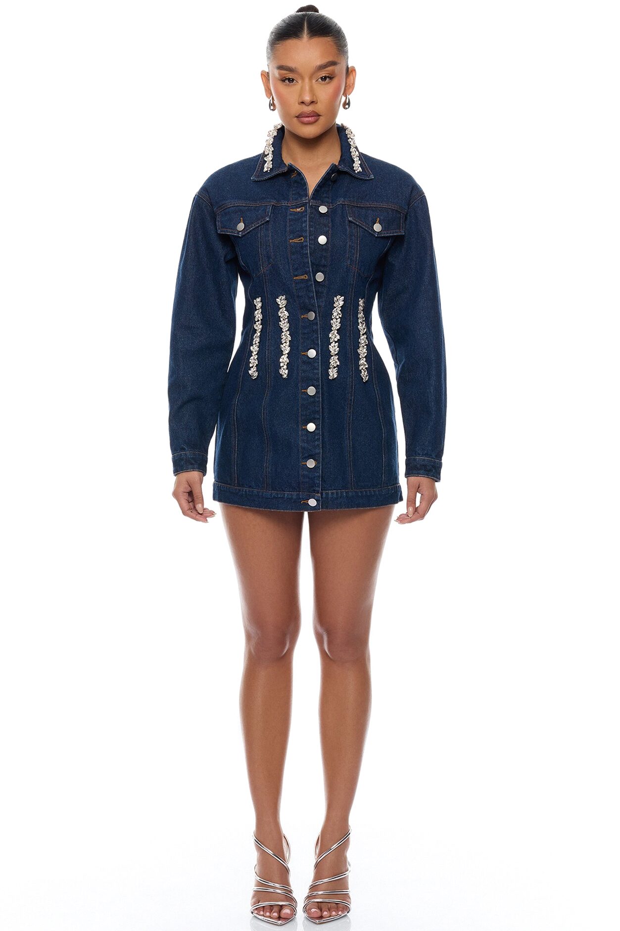 Eye Candy Denim Mini Dress - Dark Wash