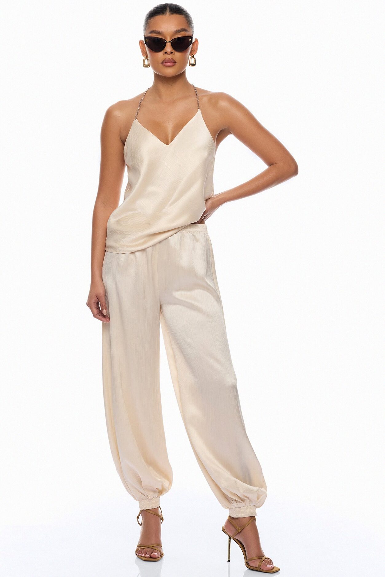 Nicolette Satin Balloon Pant - Champagne