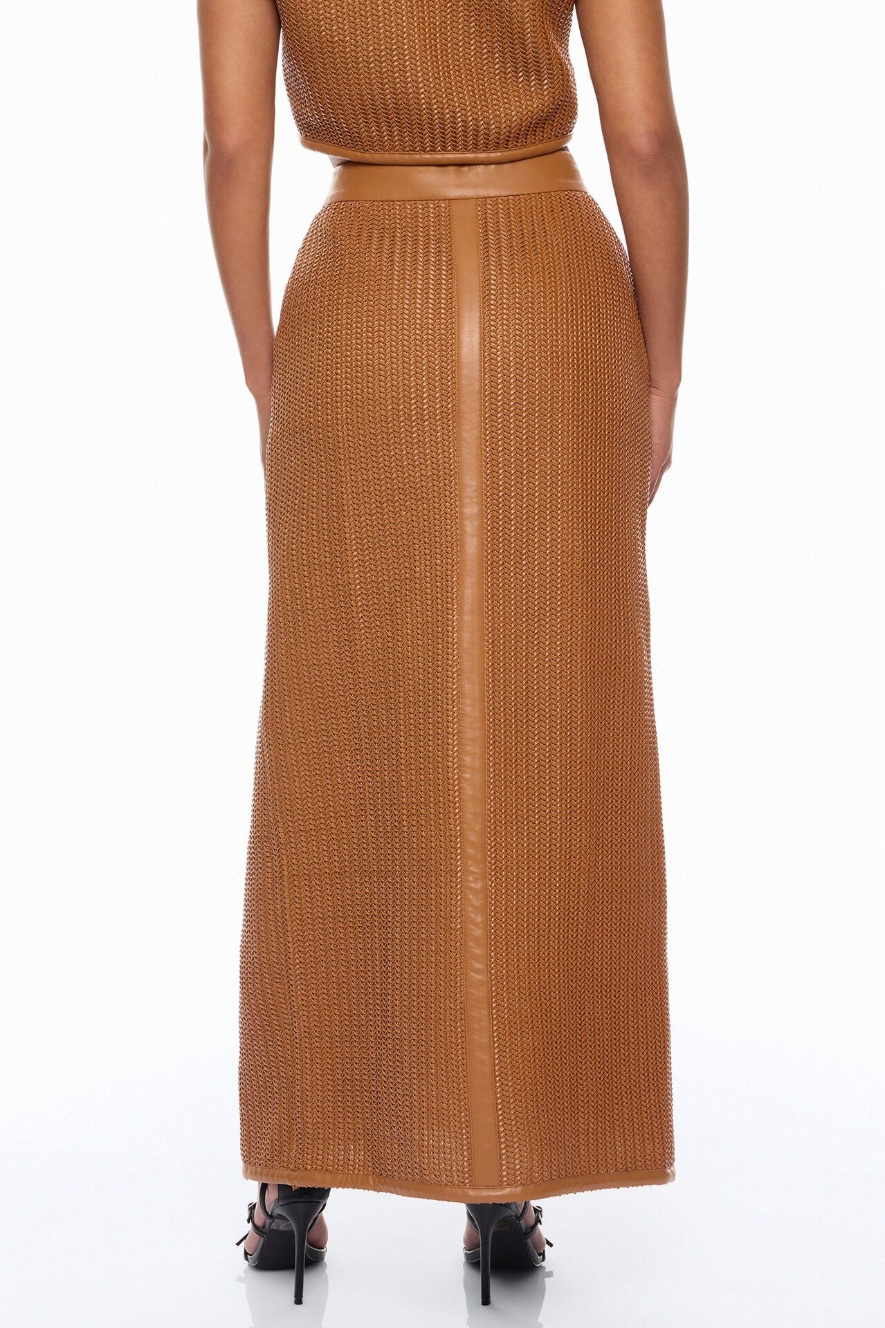 Hailey Faux Leather Belted Maxi Skirt - Cognac
