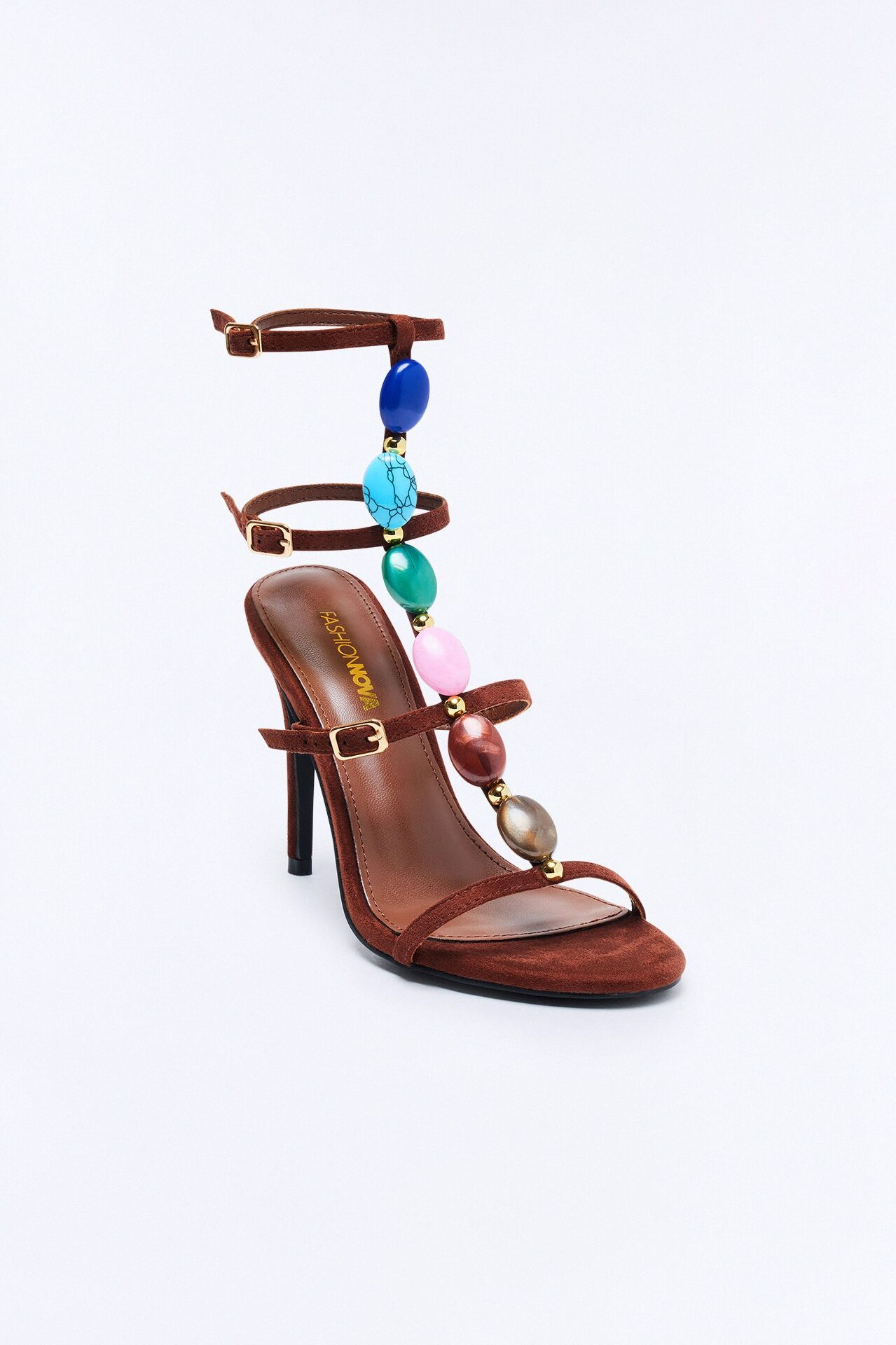 Colbie Stone Ankle Strap Heels - Brown