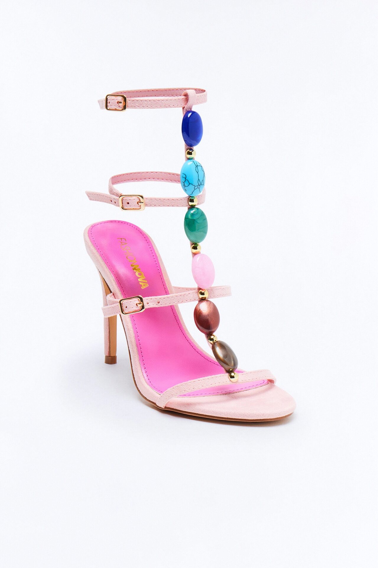 Colbie Stone Ankle Strap Heels - Pink
