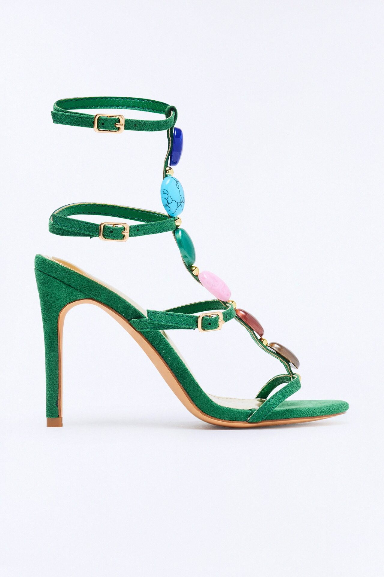 Colbie Stone Ankle Strap Heels - Green