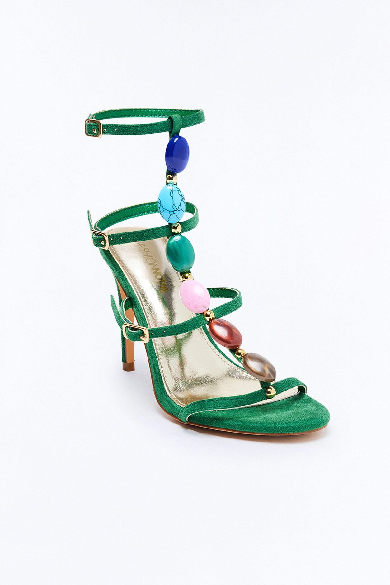 Colbie Stone Ankle Strap Heels - Green