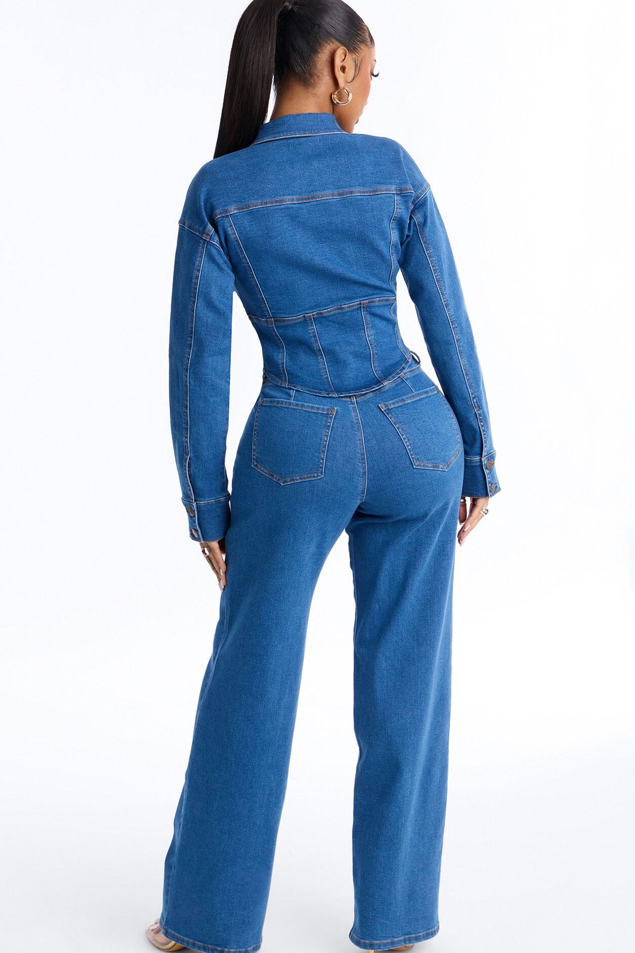 Nessa Denim Pant Set - Medium Wash