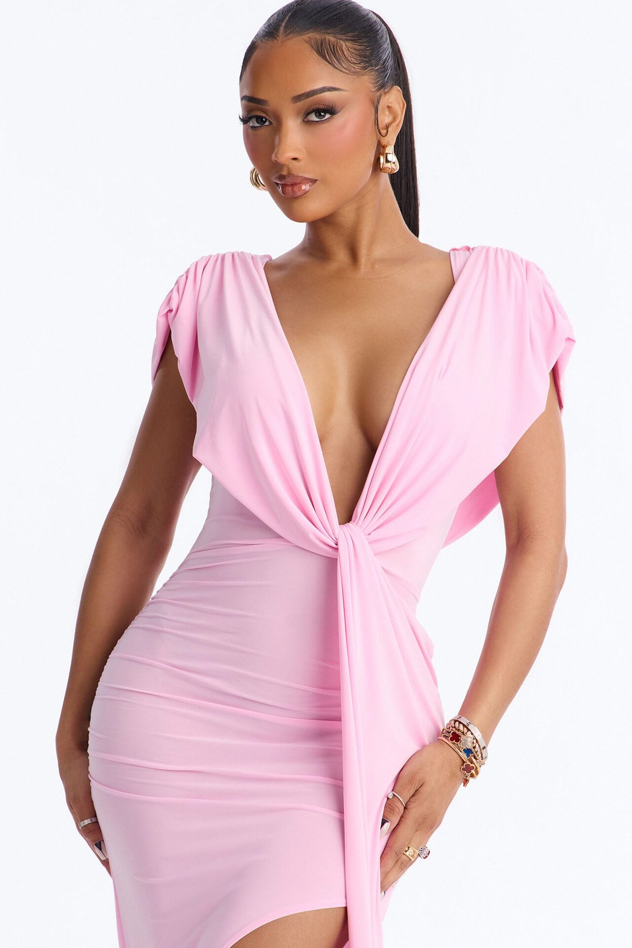 Wynn Draped Maxi Dress - Light Pink