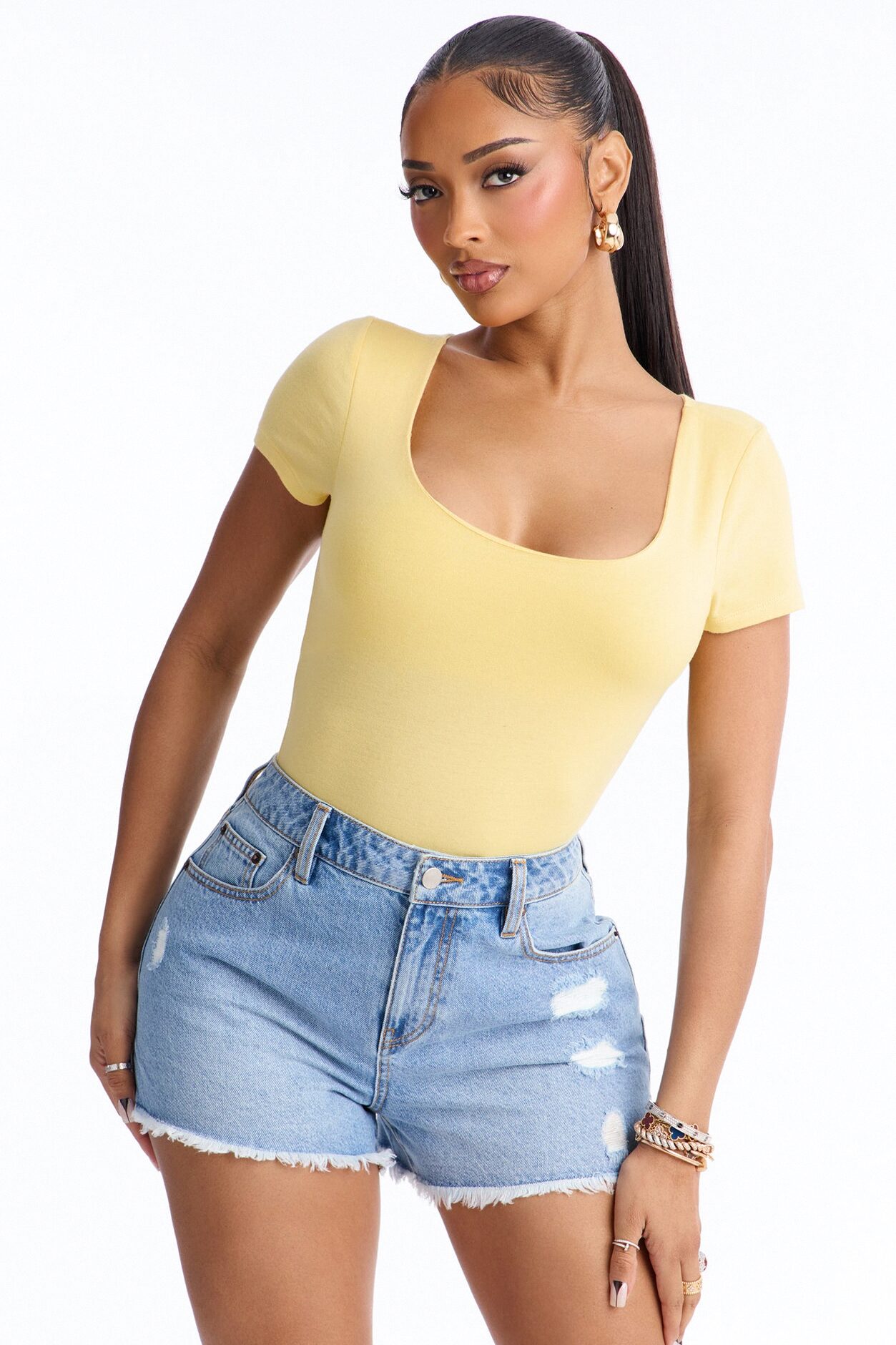 Adalyn Double Lined Bodysuit - Butter Yellow