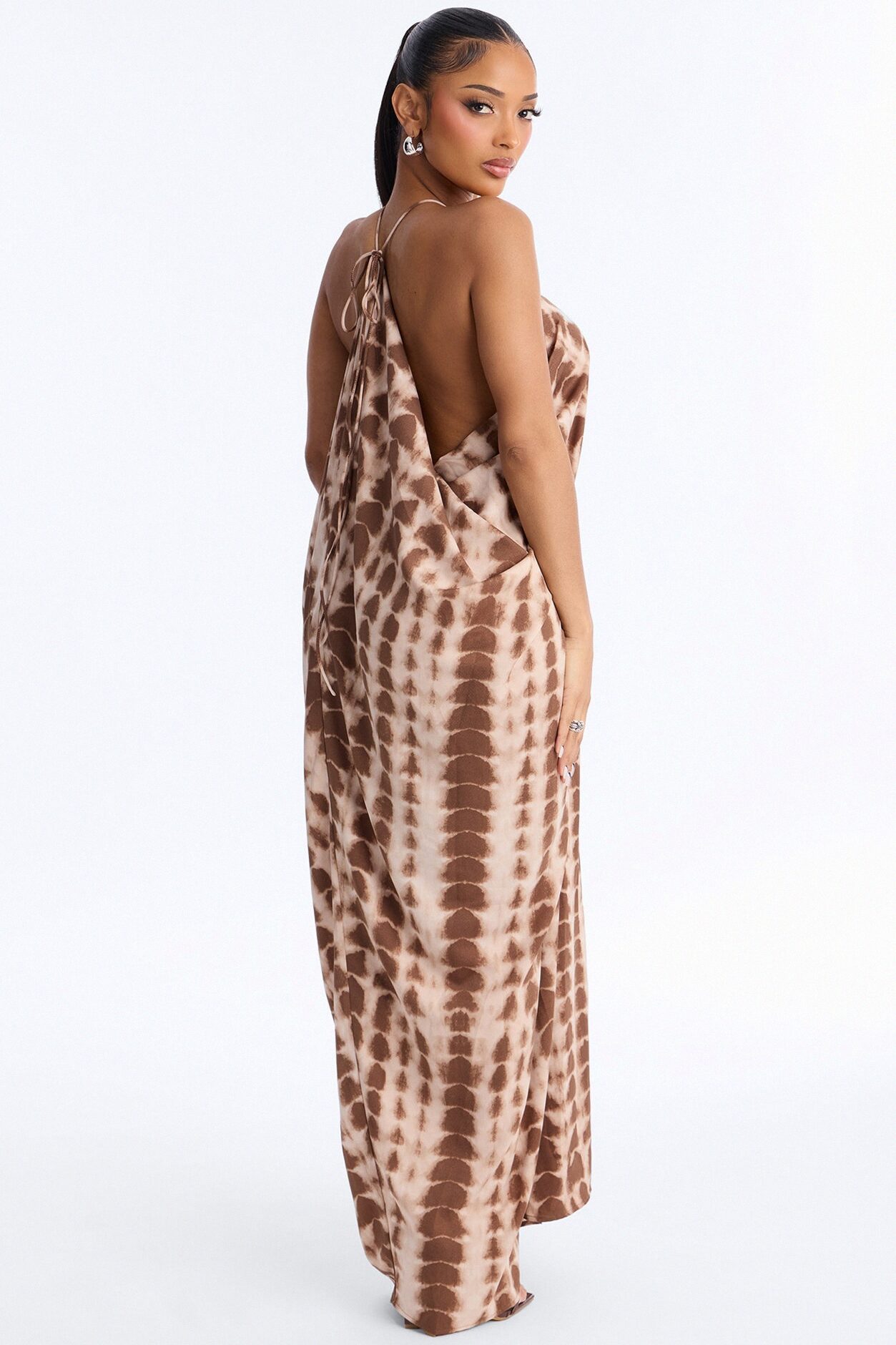 So Effortless Draped Maxi Dress - Brown/combo