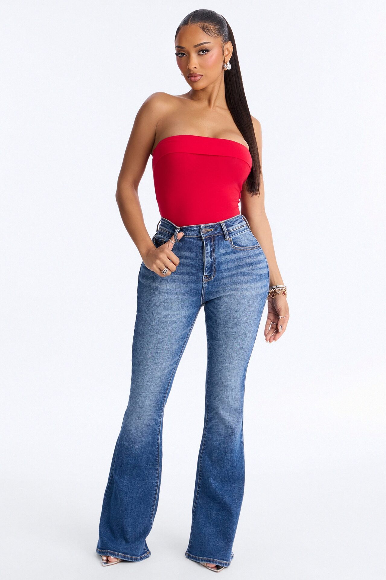 Penelope Premium Stretch Flare Jeans - Medium Wash