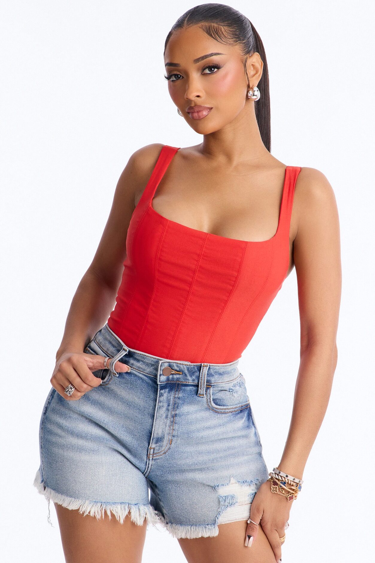 Classic Babe Smocked Tank Top - Red