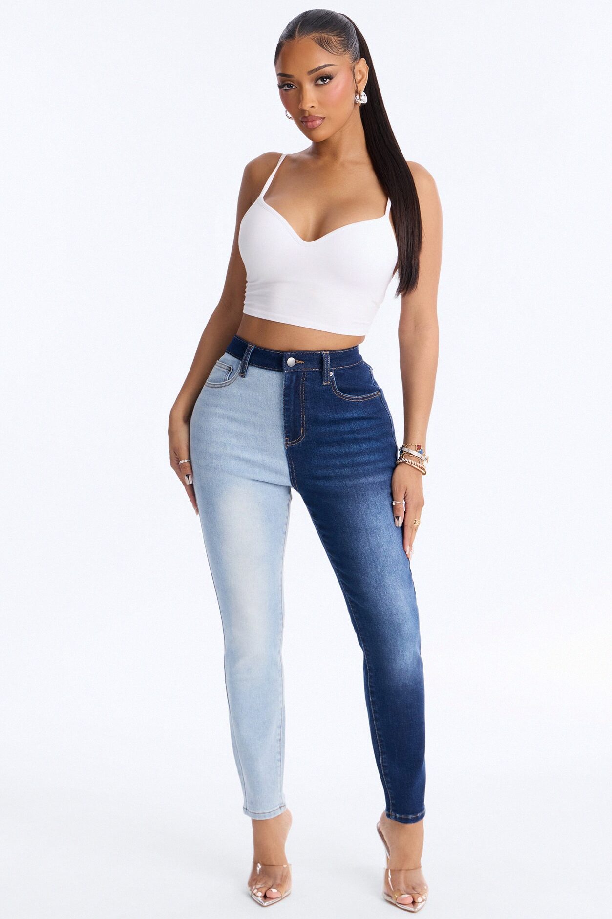 Second Guessing Stretch Skinny Jeans - Dark/Combo