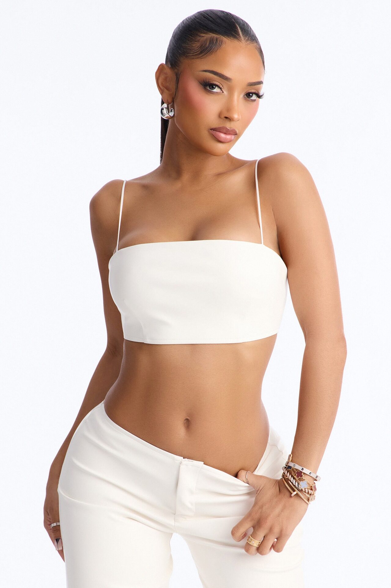 Baddie Behavior Faux Leather Pant Set - White