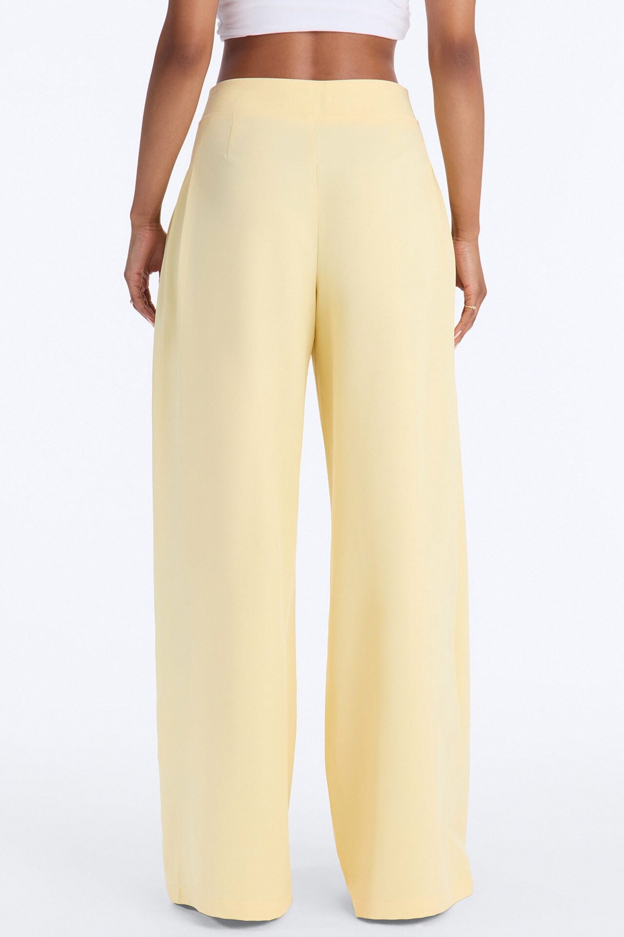 Adele Pleated Wide Leg Trouser Pant 33″ - Butter Yellow