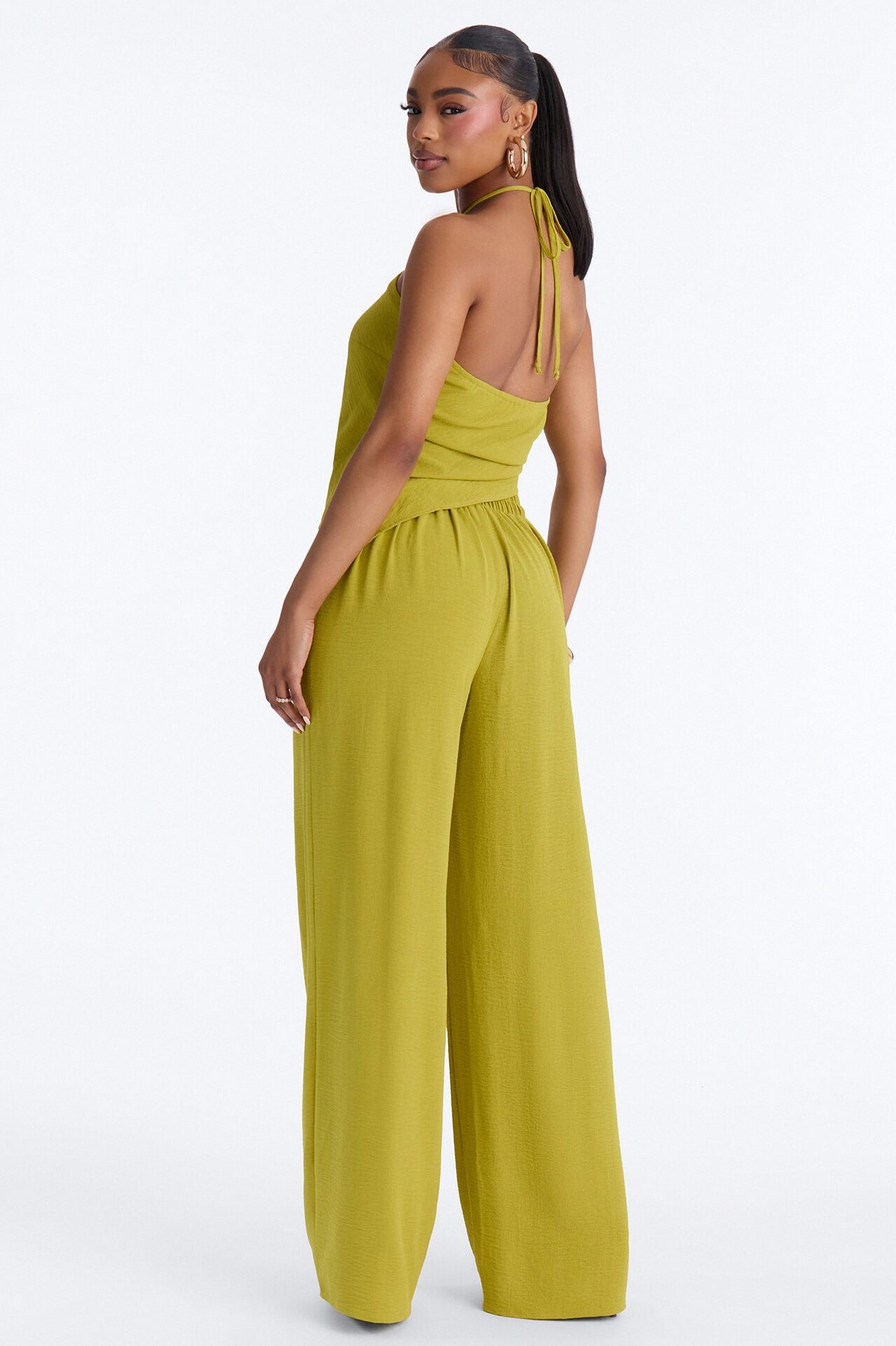 Jessica Hardware Halter Pant Set - Chartreuse