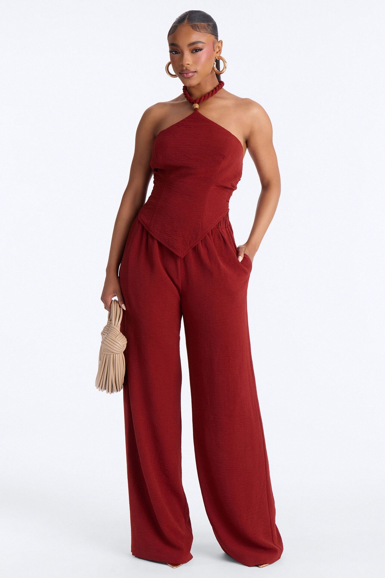 Mariana Halter Pant Set - Rust