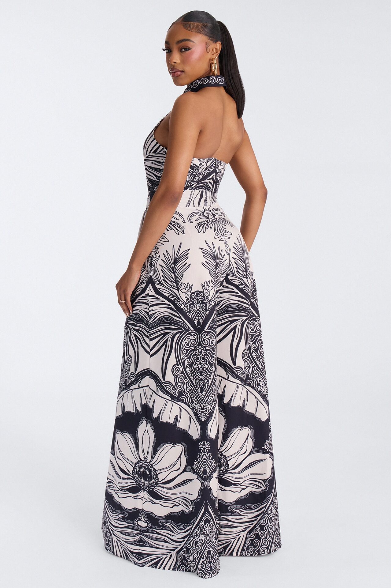 Muse On Vacation Wide Leg Jumpsuit - Black/White