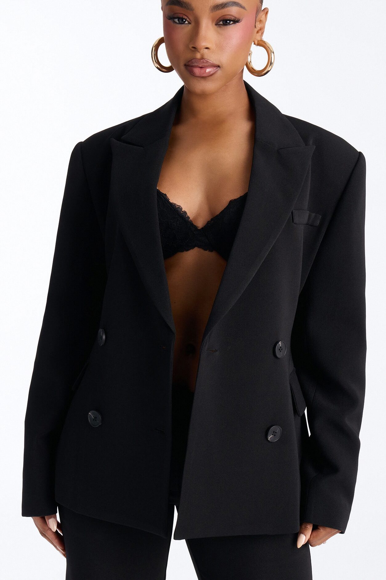 Empire Essentials Double Breasted Blazer - Black