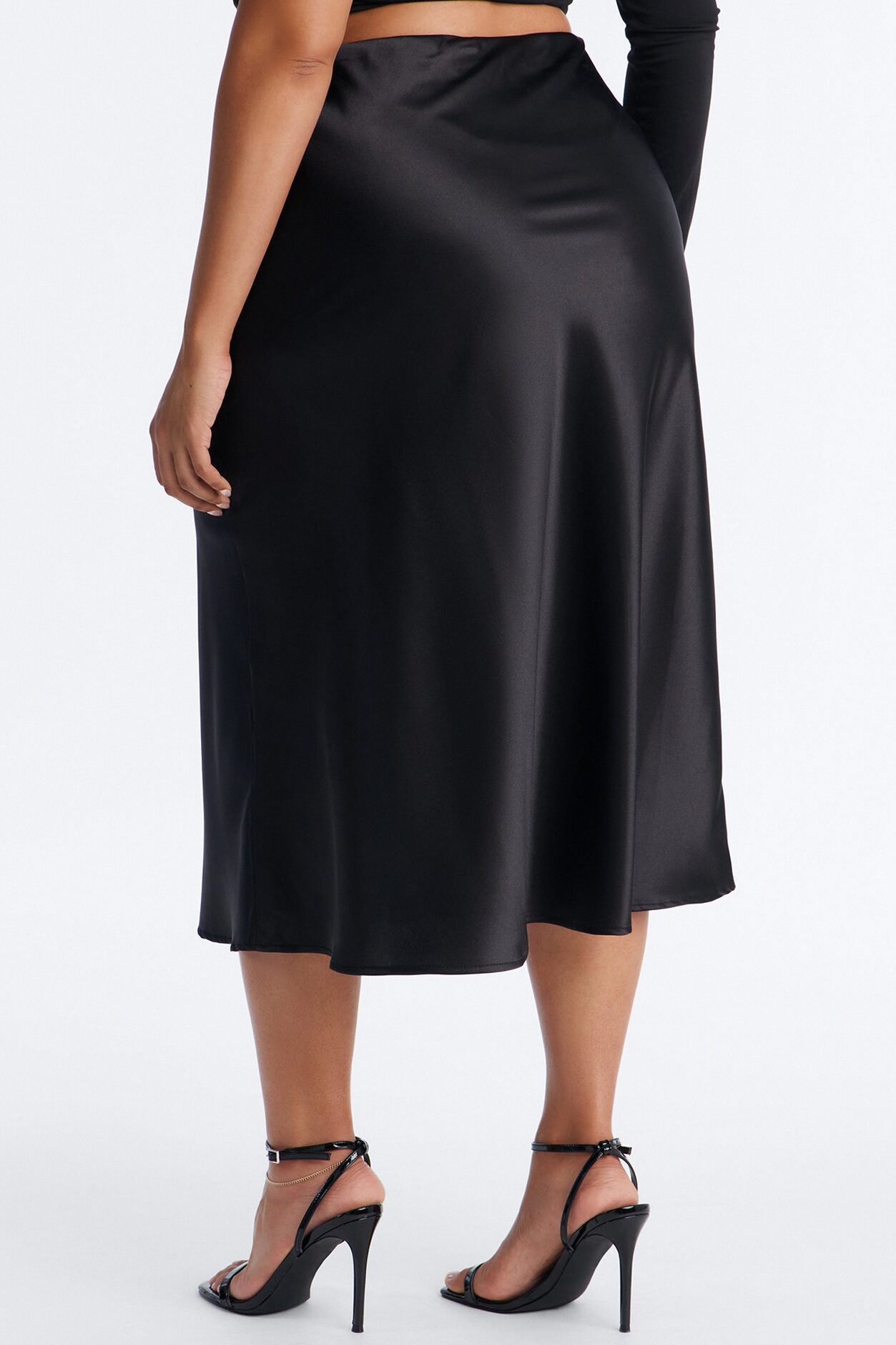 Finer Things Satin Midi Skirt - Black