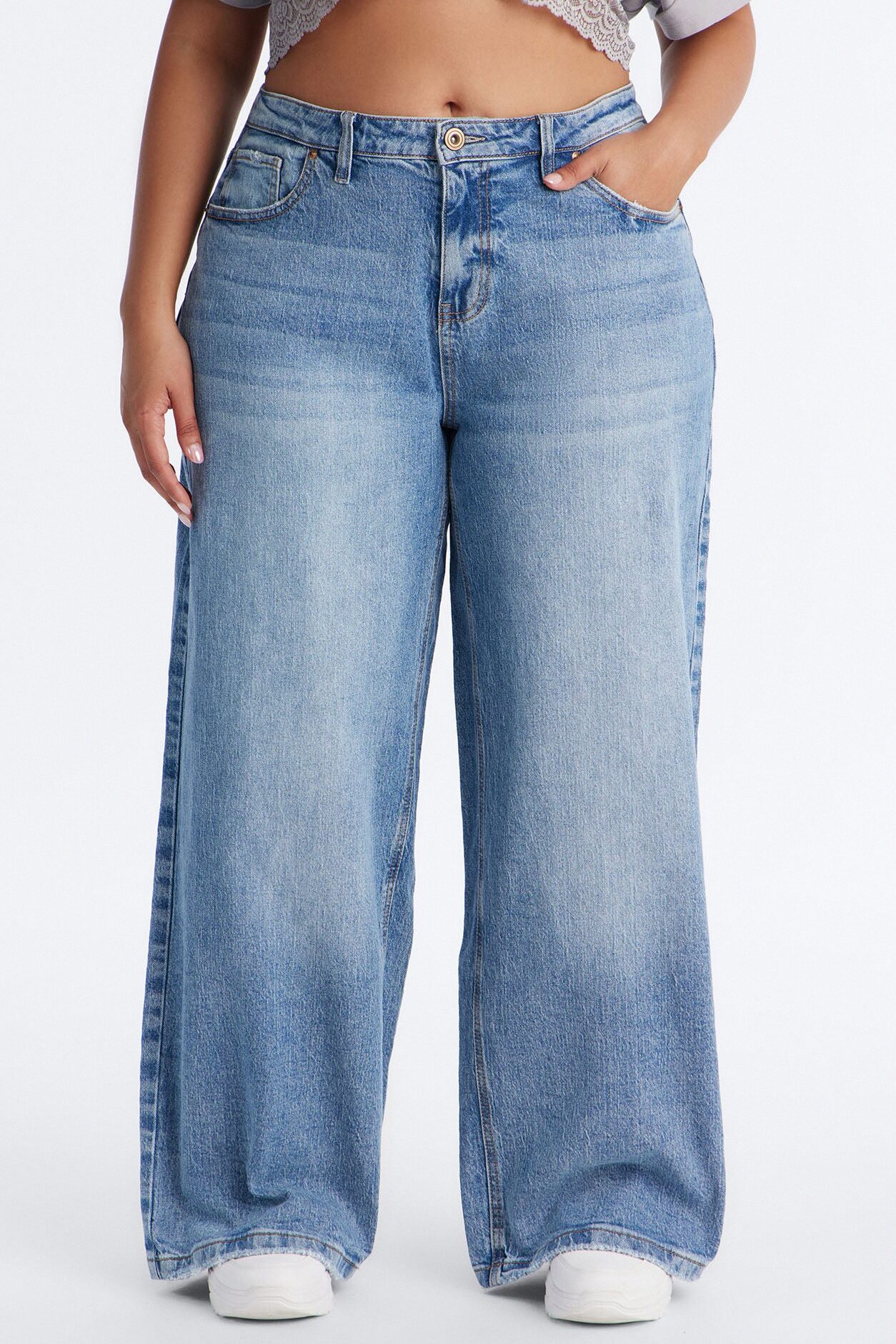 Still Going Strong Baggy Wide Leg Jeans - Medium Wash