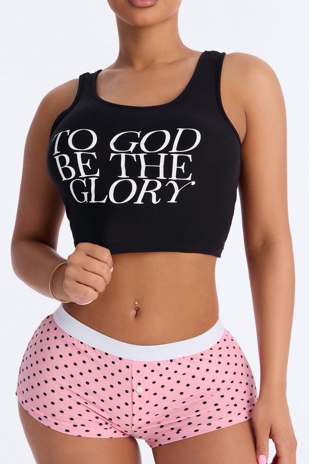 God Be The Glory Tank PJ Boyshort Set - Black/combo