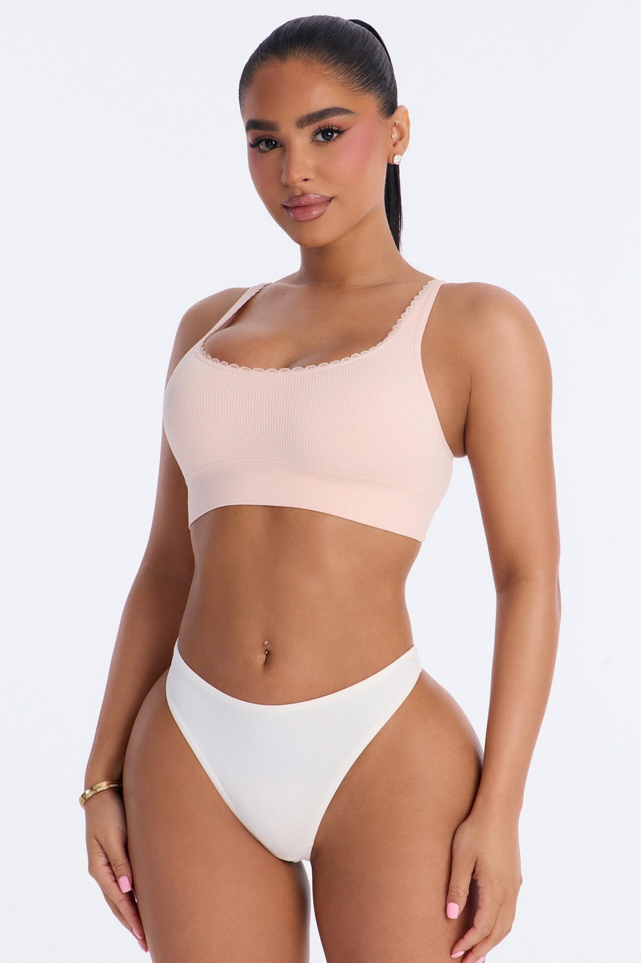 Sweet Secrets Ribbed Seamless Bralette - Pink