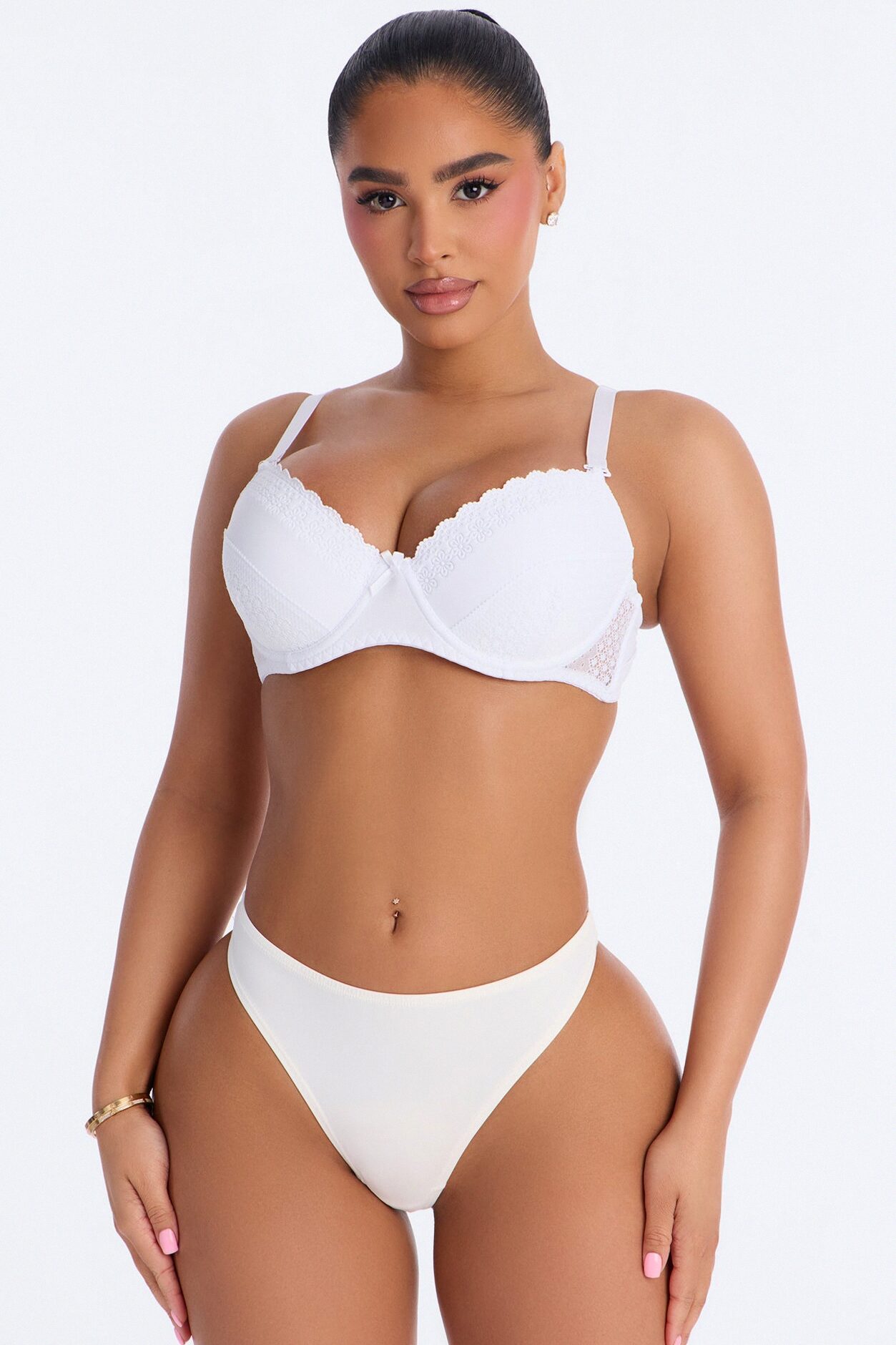 Like Always Lace Embossed Push Up Bra - White