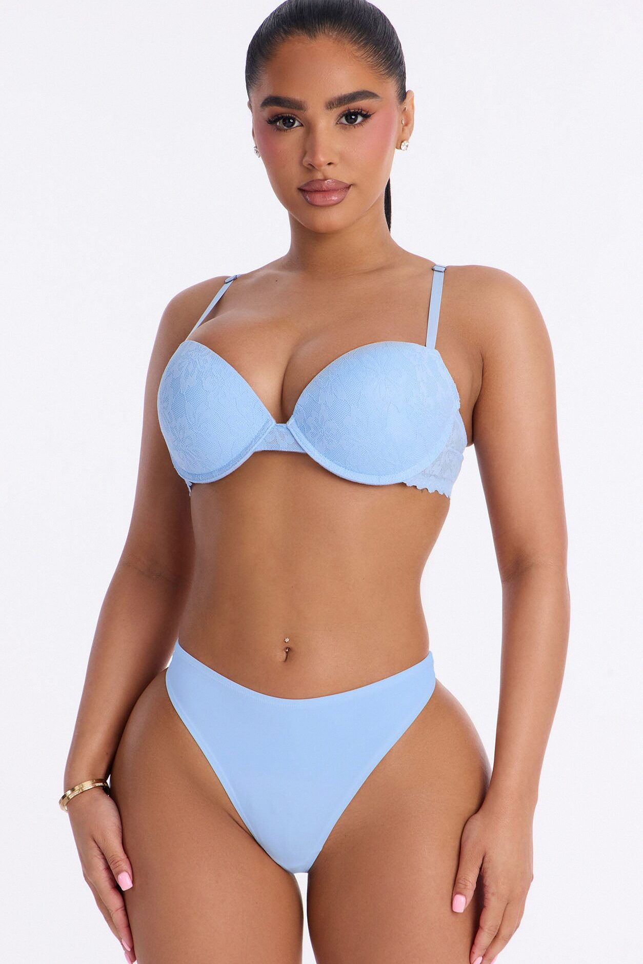 Pure Form Lace Push Up Bra - Blue