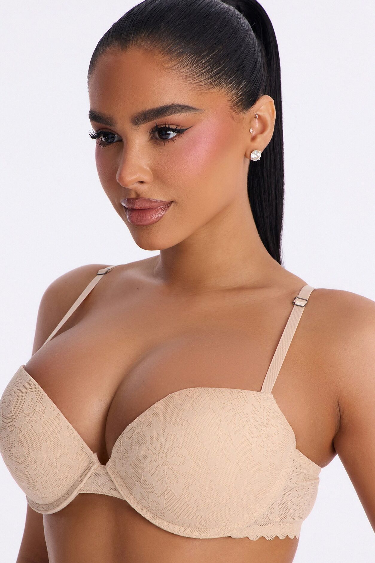Pure Form Lace Push Up Bra - Nude