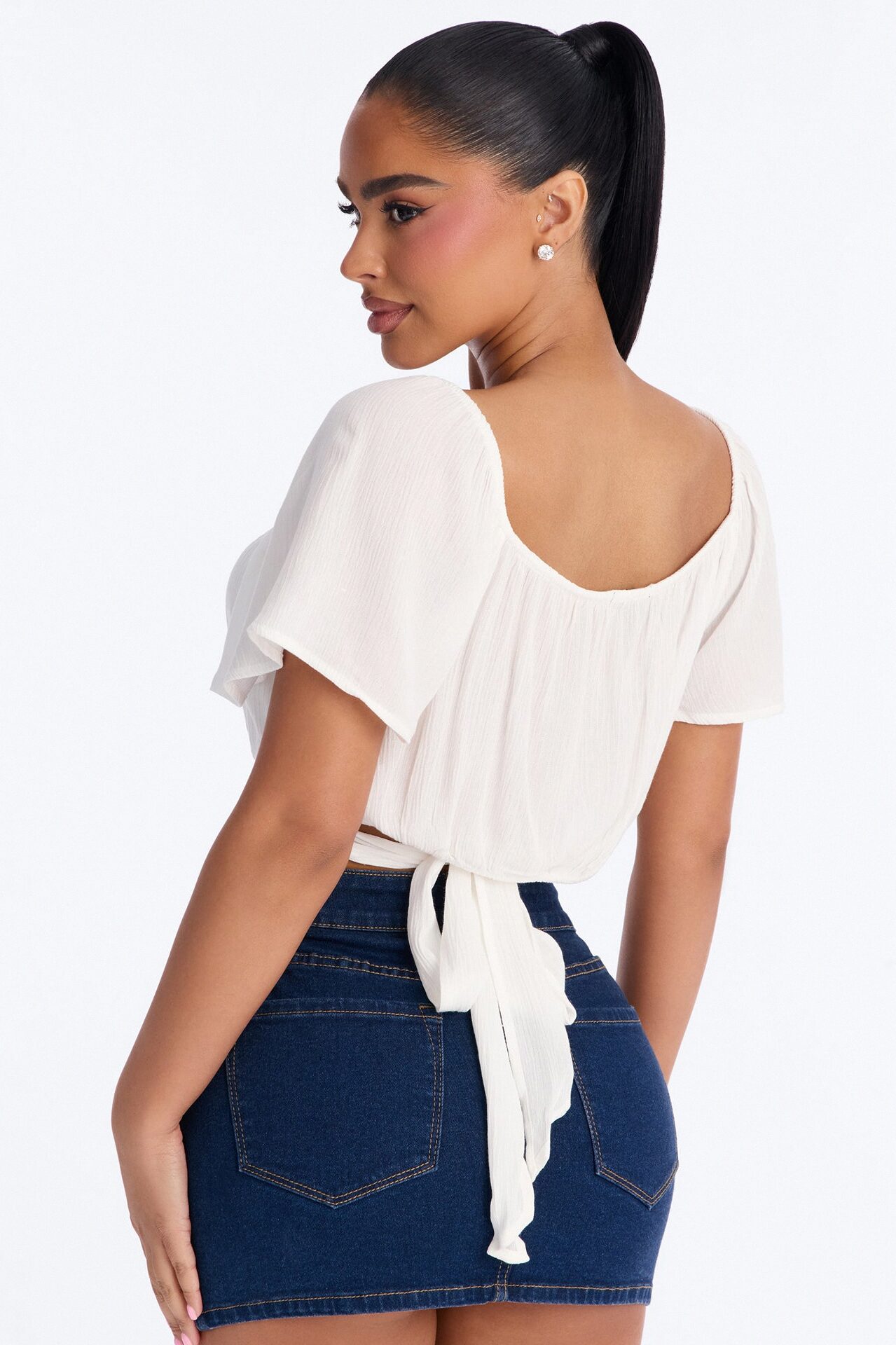 Maritsa Tie Back Gauze Top - Off White