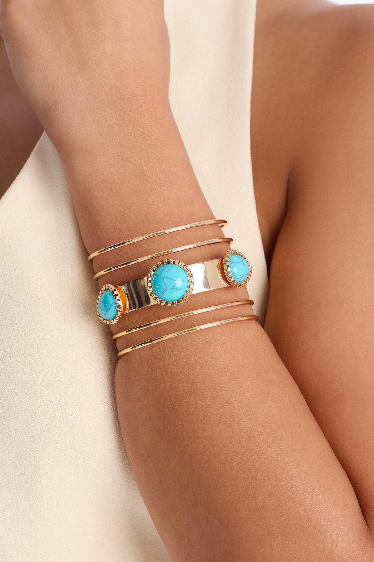 In Touch Turquoise Cuff Bracelet - Turquoise