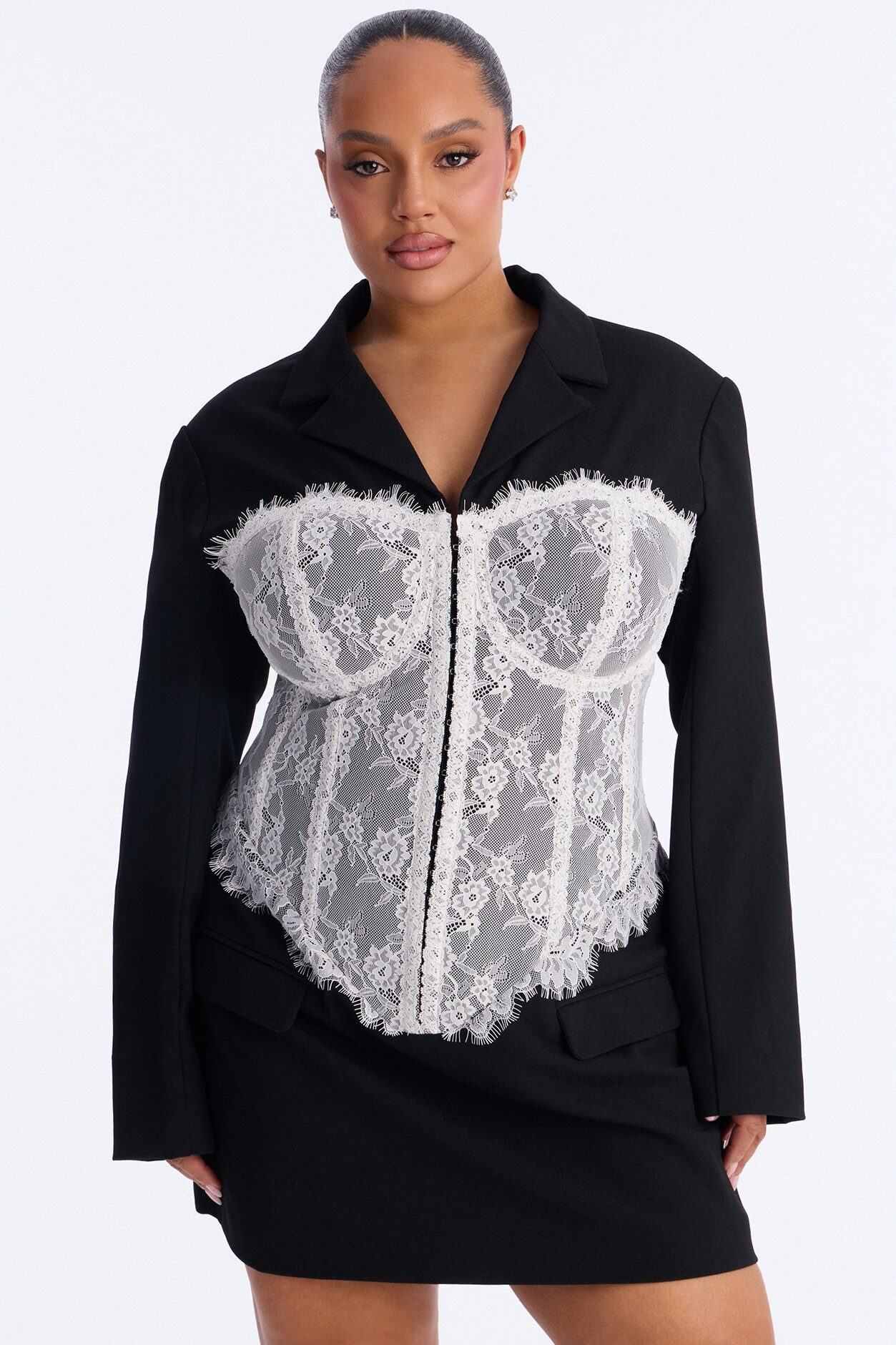 Zia Long Sleeve Blazer Mini Dress - Black/White