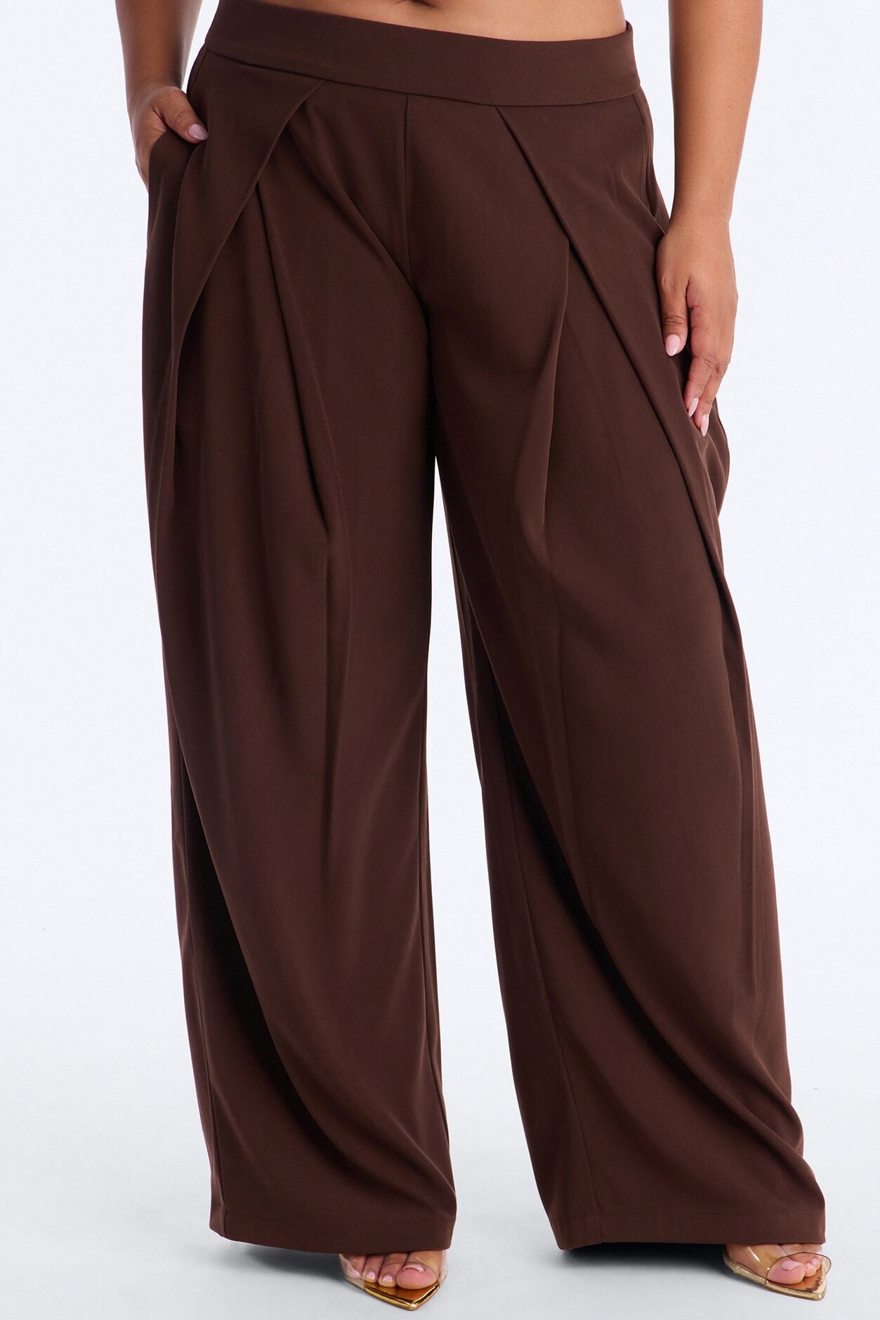 Ada Wide Leg Trouser Pant 32″ - Chocolate