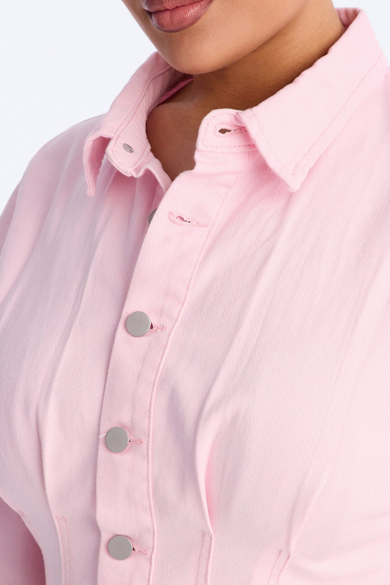 Alessandra Denim Mini Dress - Light Pink