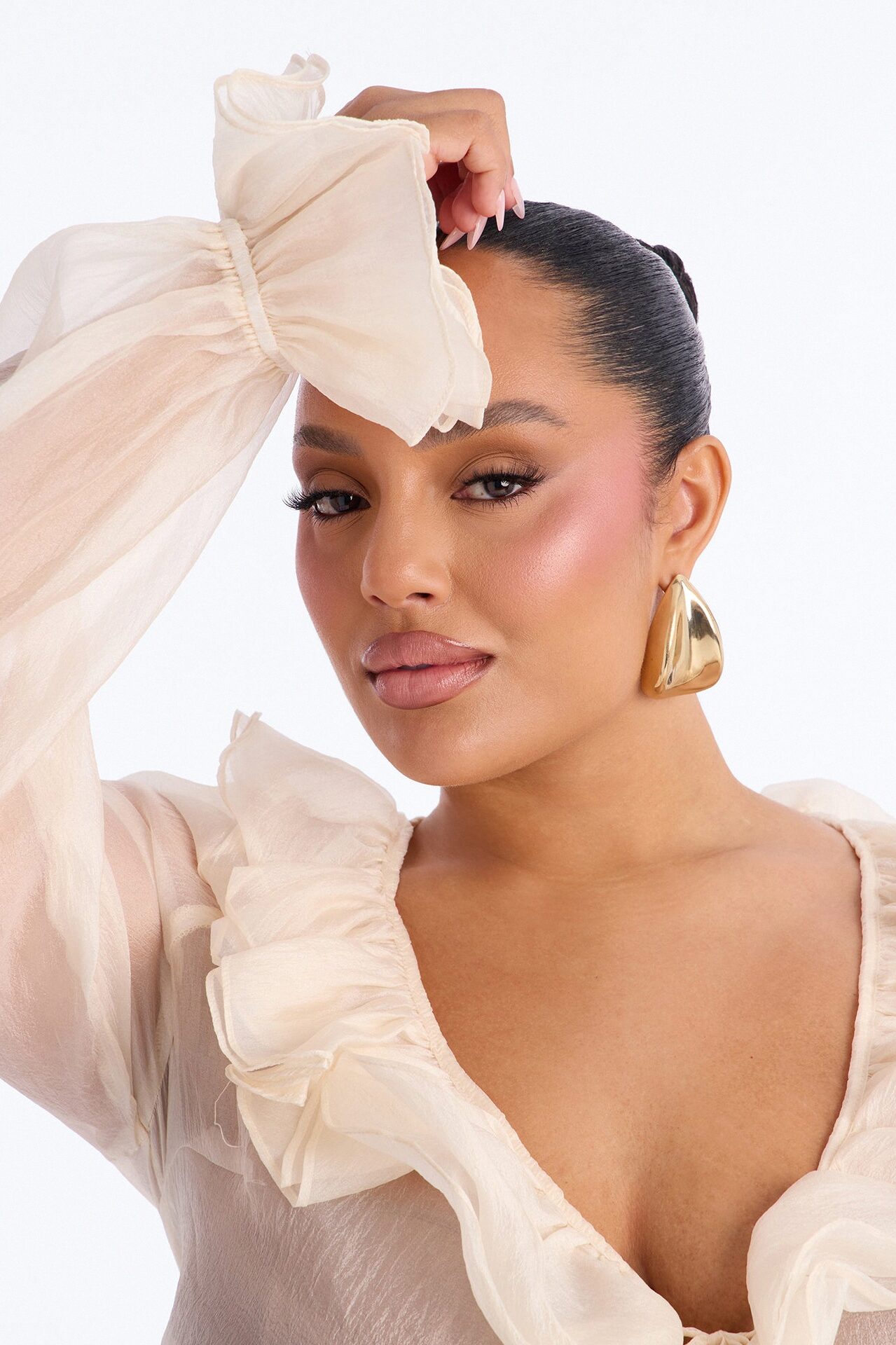 Frame The Moment Ruffle Organza Blouse - Cream