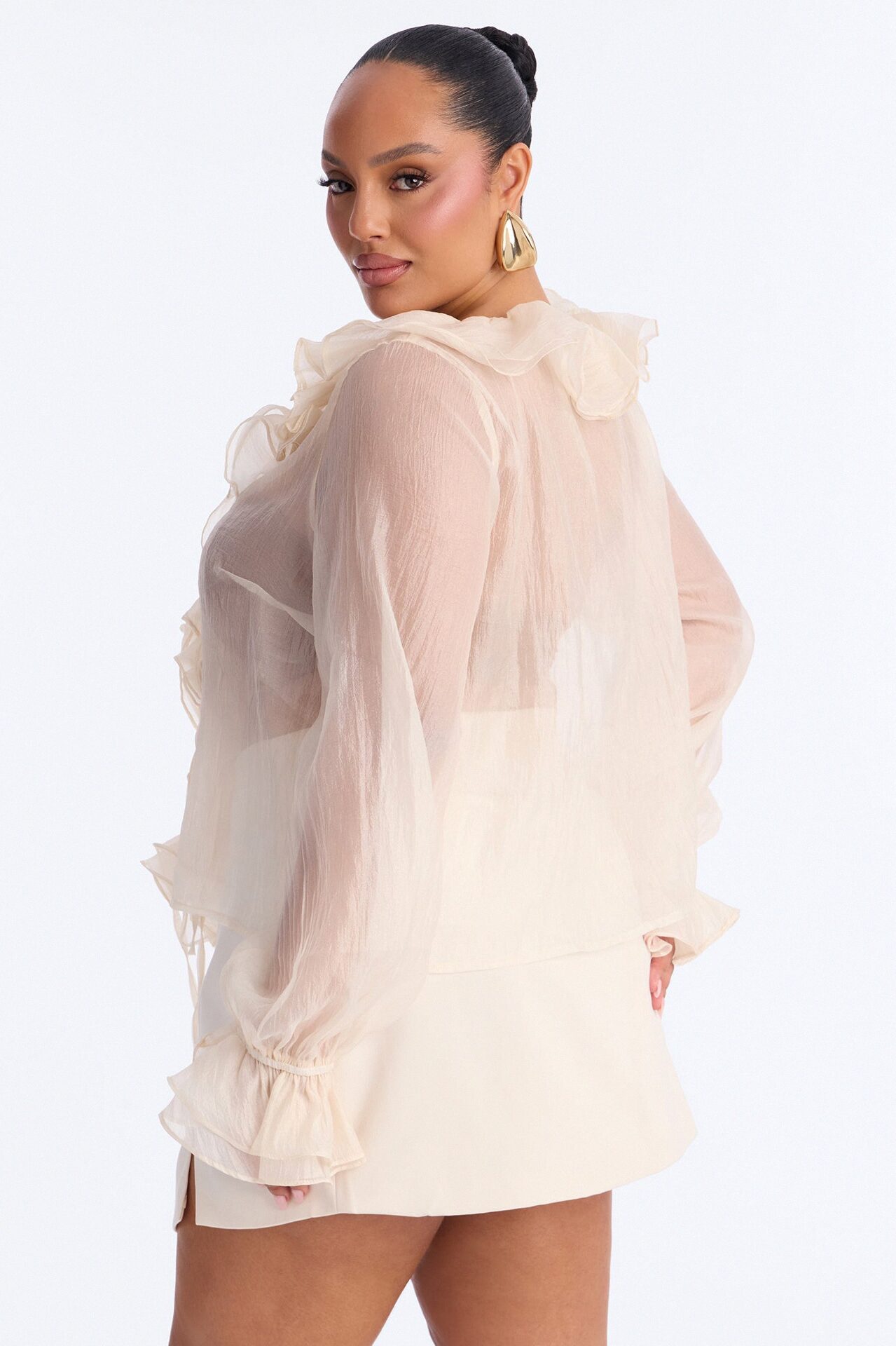 Frame The Moment Ruffle Organza Blouse - Cream