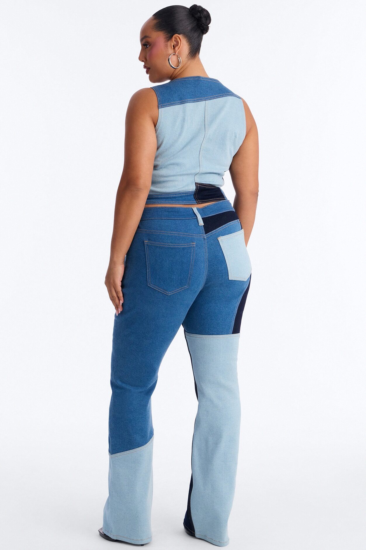 Denim Disruption Pant Set - Medium Wash
