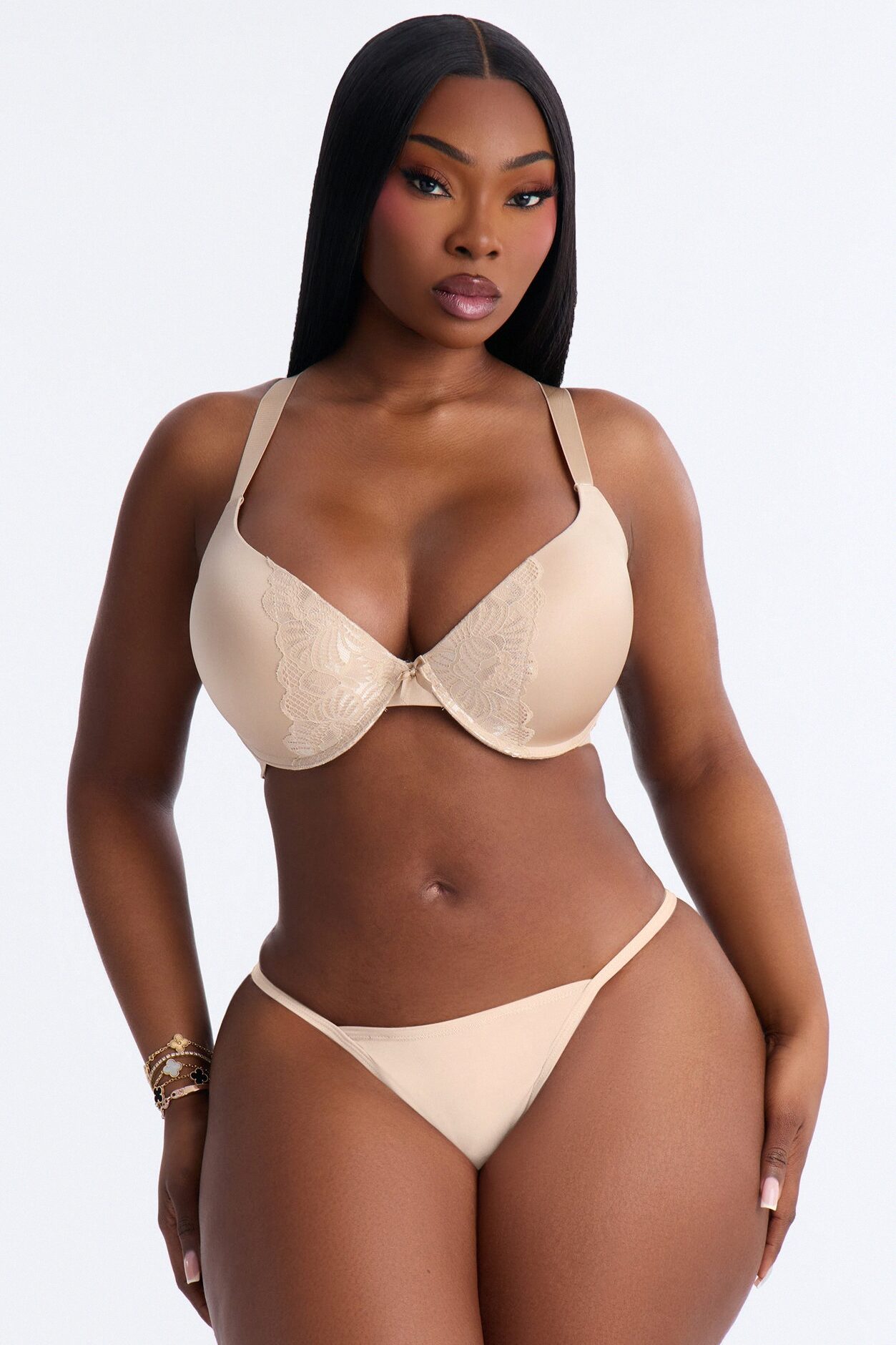 Cute and Lacey Shine Push Up Demi Bra - Nude
