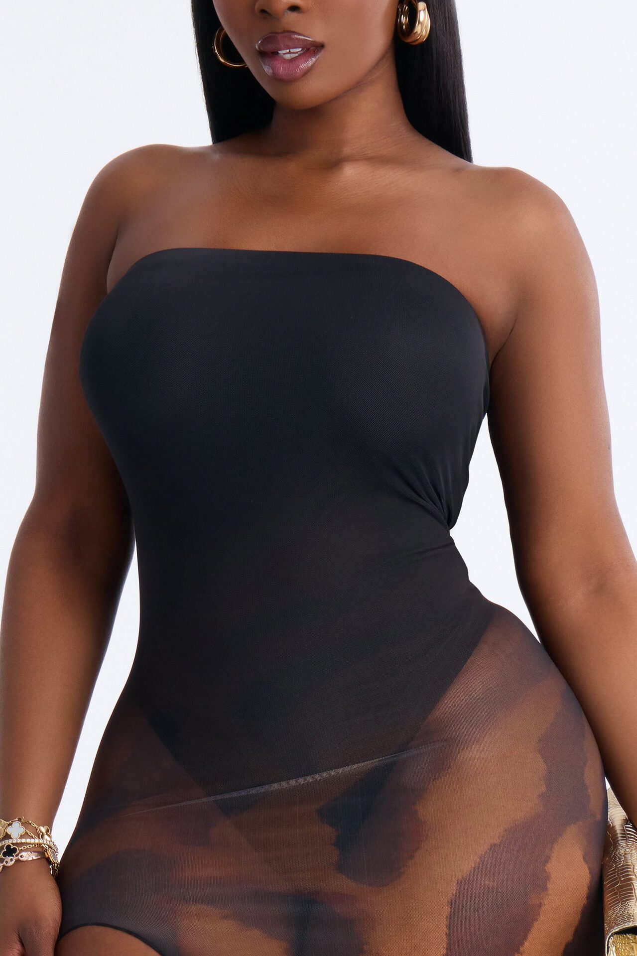 Jordan Animal Print Mesh Maxi Dress - Black/Brown