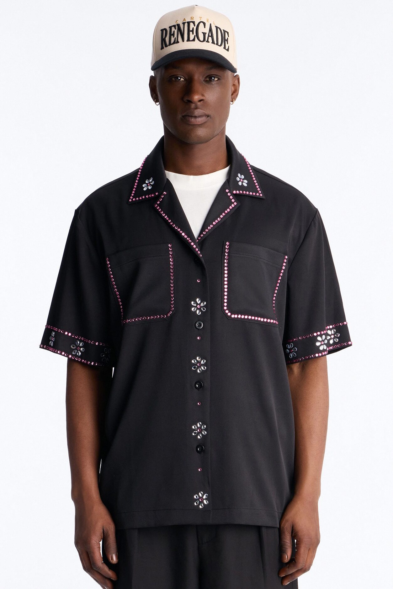Midnight Bloom Cuban Collar Shirt - Black