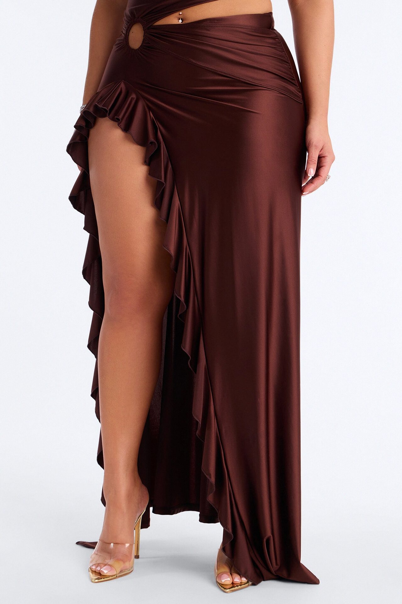 Clarissa Cowl Halter Maxi Dress - Chocolate