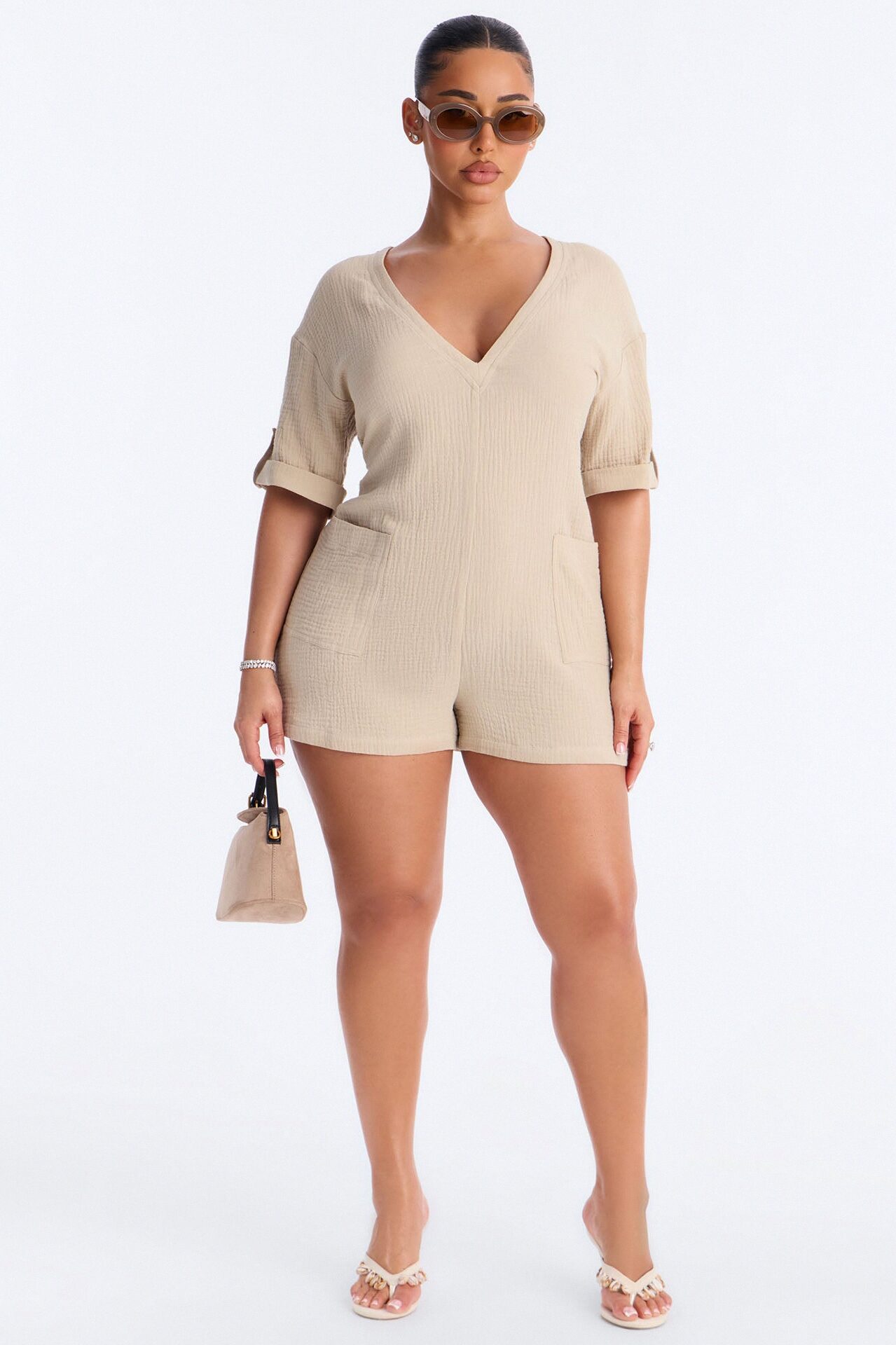 Meg Casual Gauze Romper - Natural