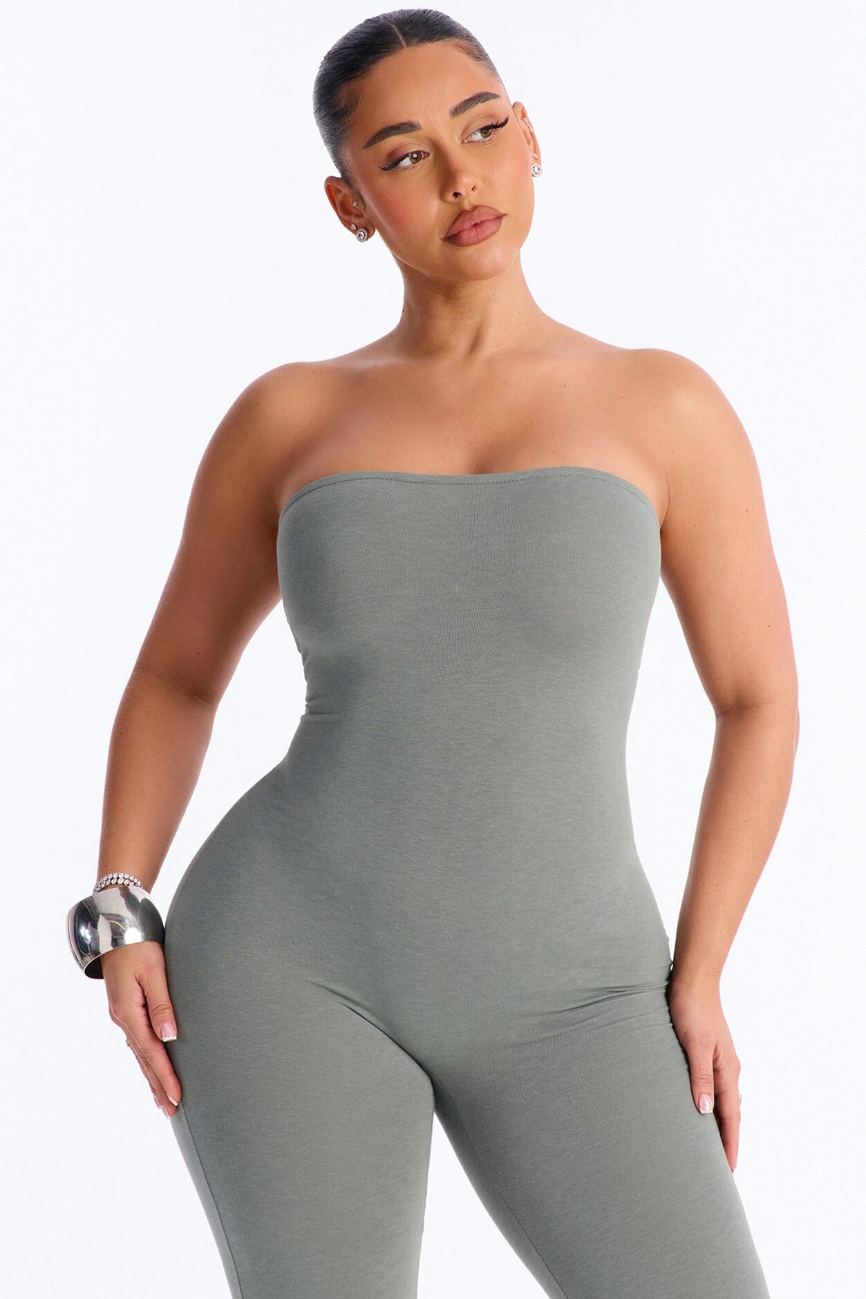 Sienna Strapless Capri Jumpsuit - Sage