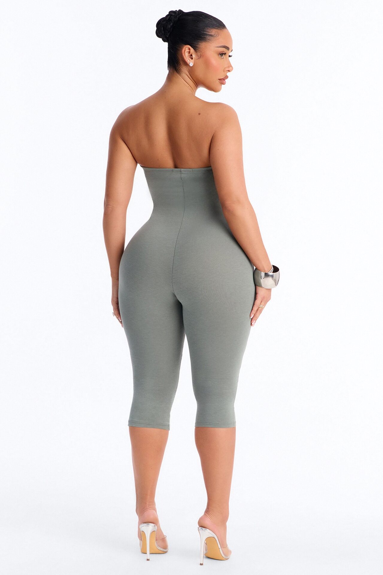 Sienna Strapless Capri Jumpsuit - Sage
